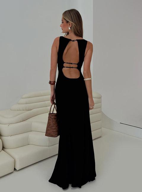Ace Of Hearts Backless Maxi Dress Black Product Image