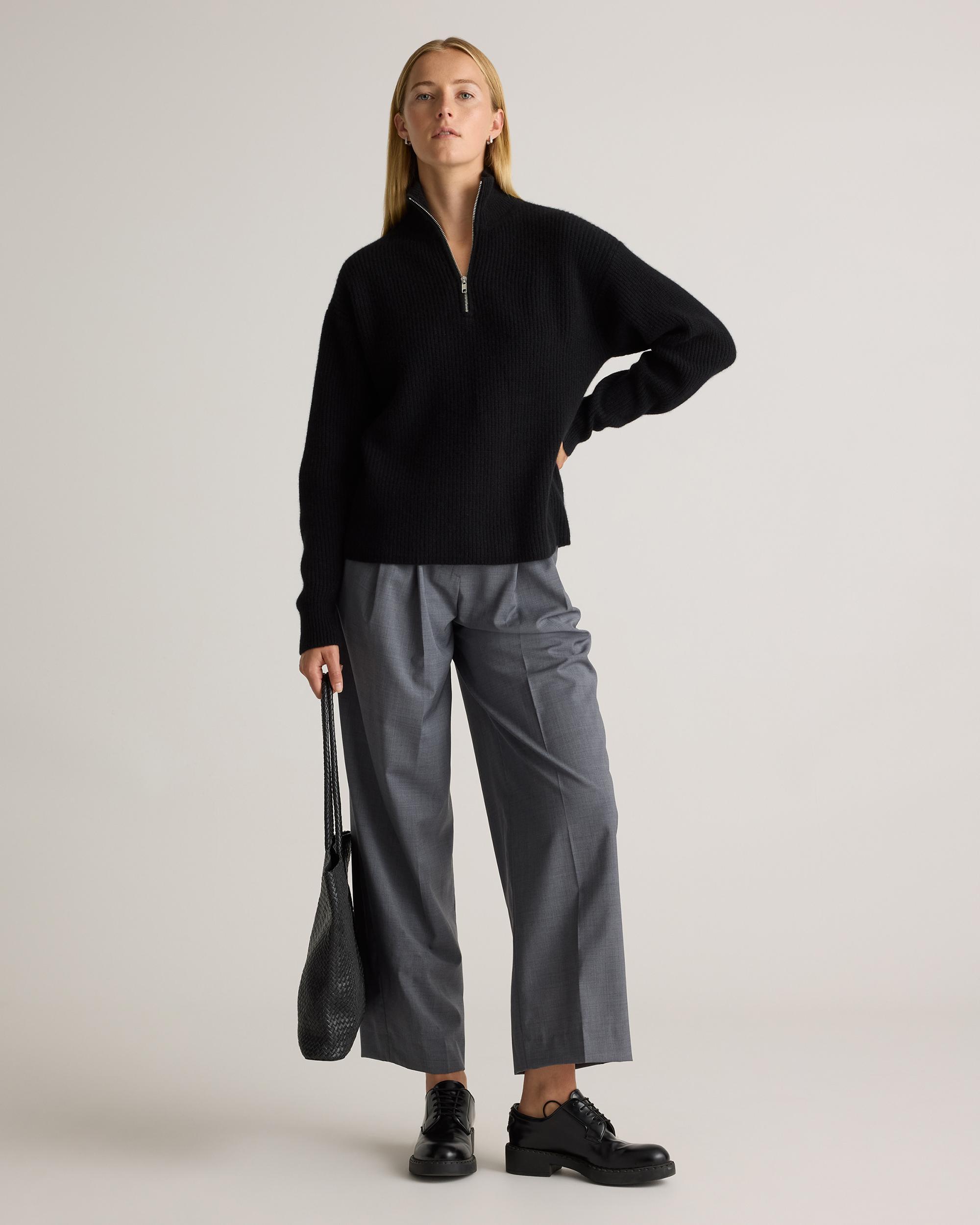 Quince | Women's Mongolian Cashmere Fisherman Quarter Zip Sweater Size XS Product Image