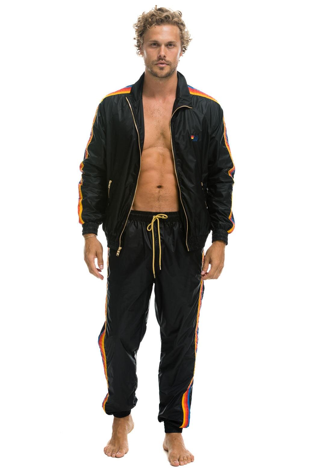 MEN'S 4 STRIPE WIND PANT - BLACK Male Product Image