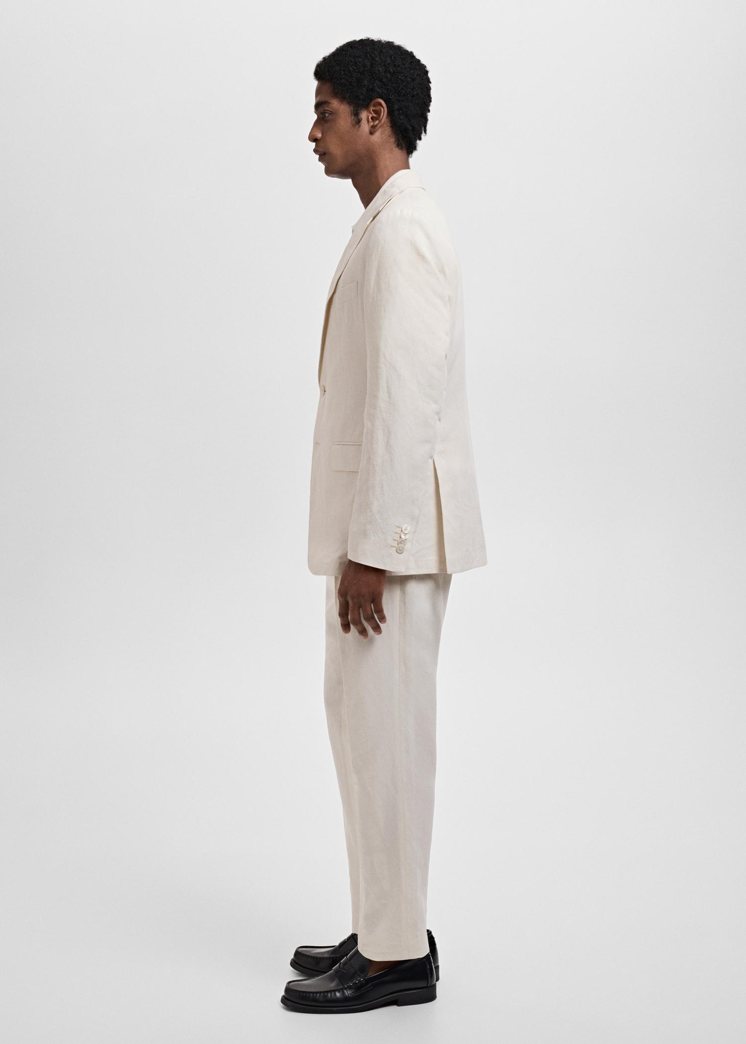 Slim-fit pleated linen pants - Men | MANGO USA Product Image
