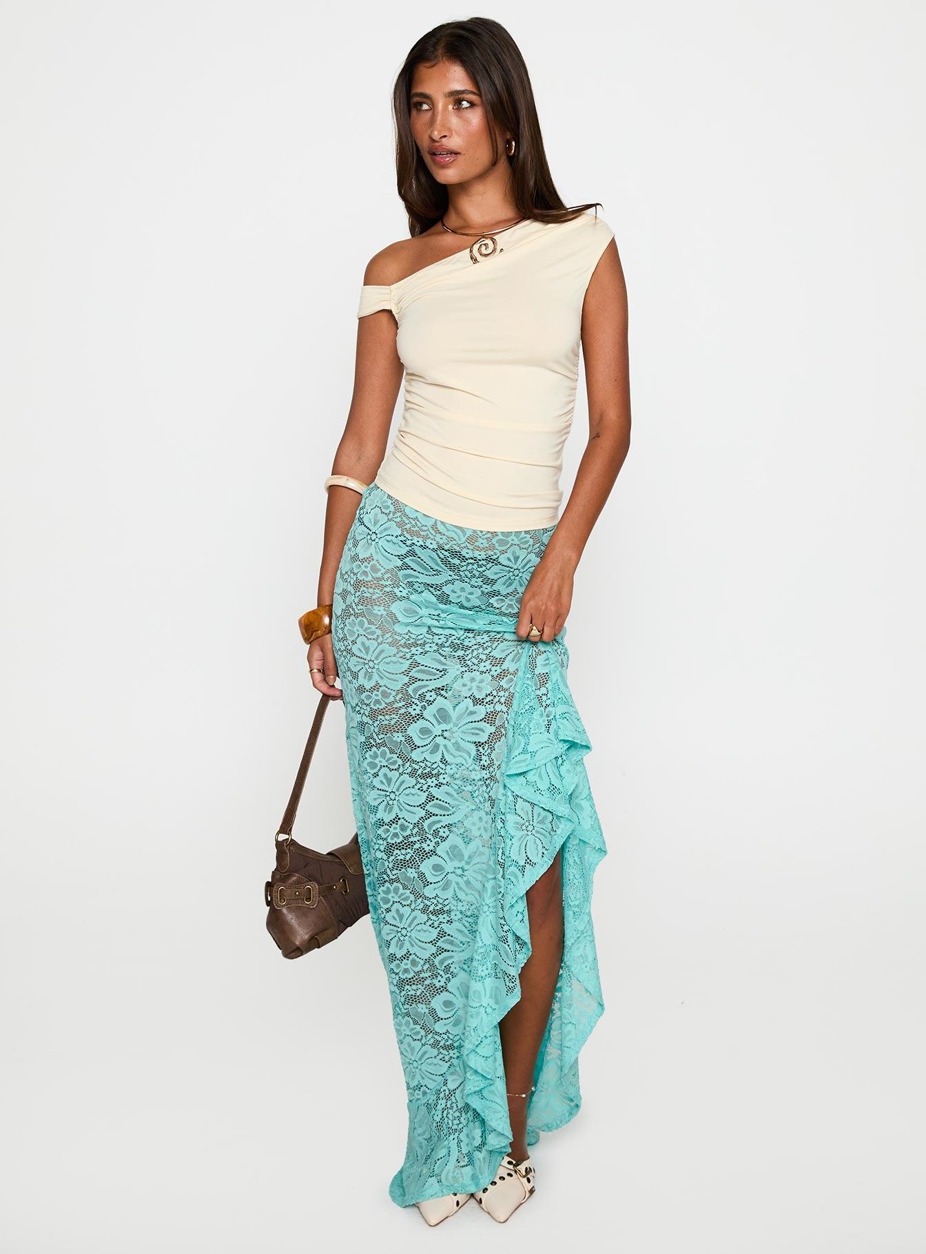 Bluemoon Lace Maxi Skirt Blue Product Image