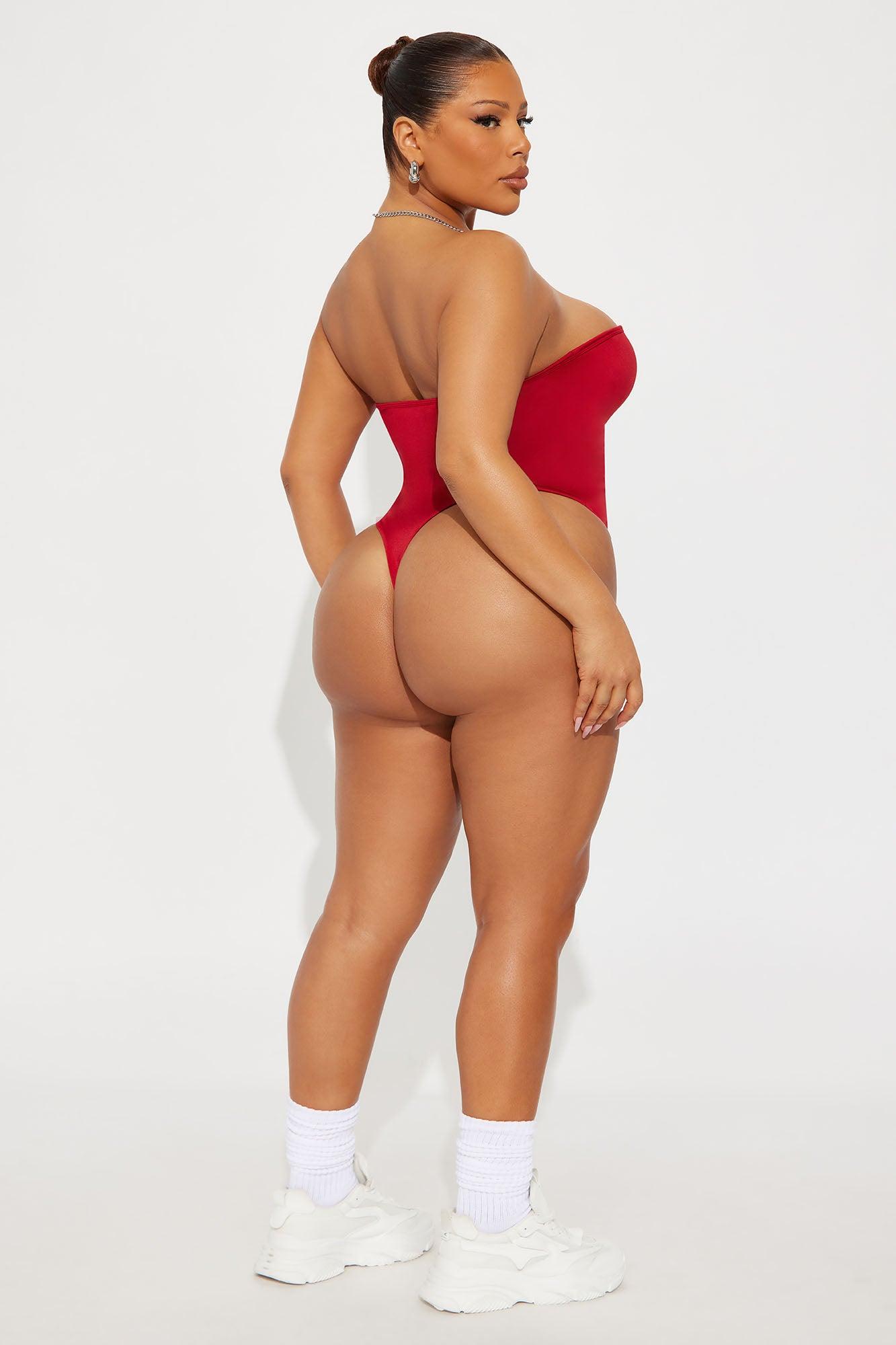 Contour Double Lined Strapless Bodysuit - Red Female Product Image