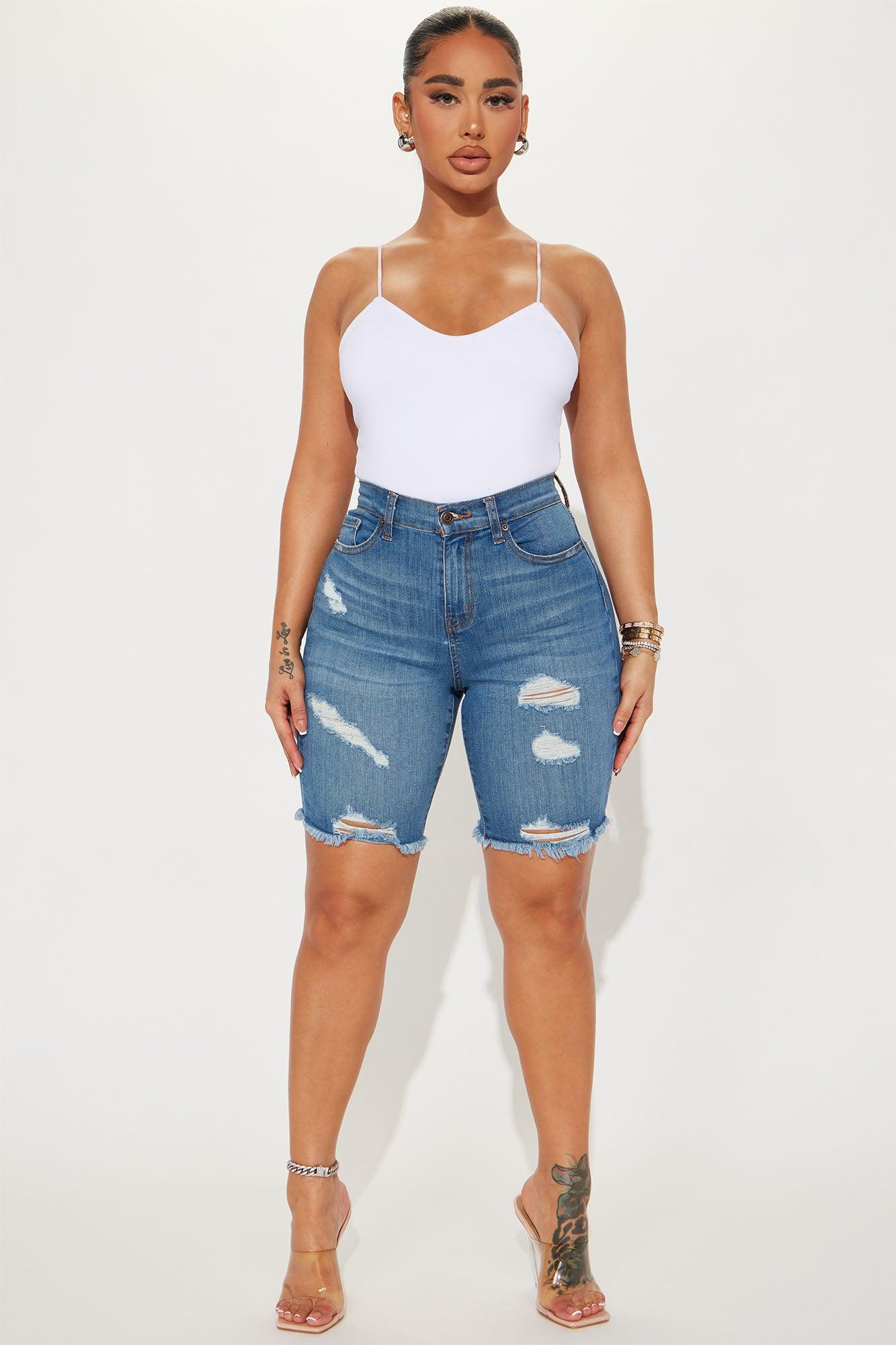 Tight Squeeze Lux Stretch Denim Bermuda Shorts - Medium Wash Product Image