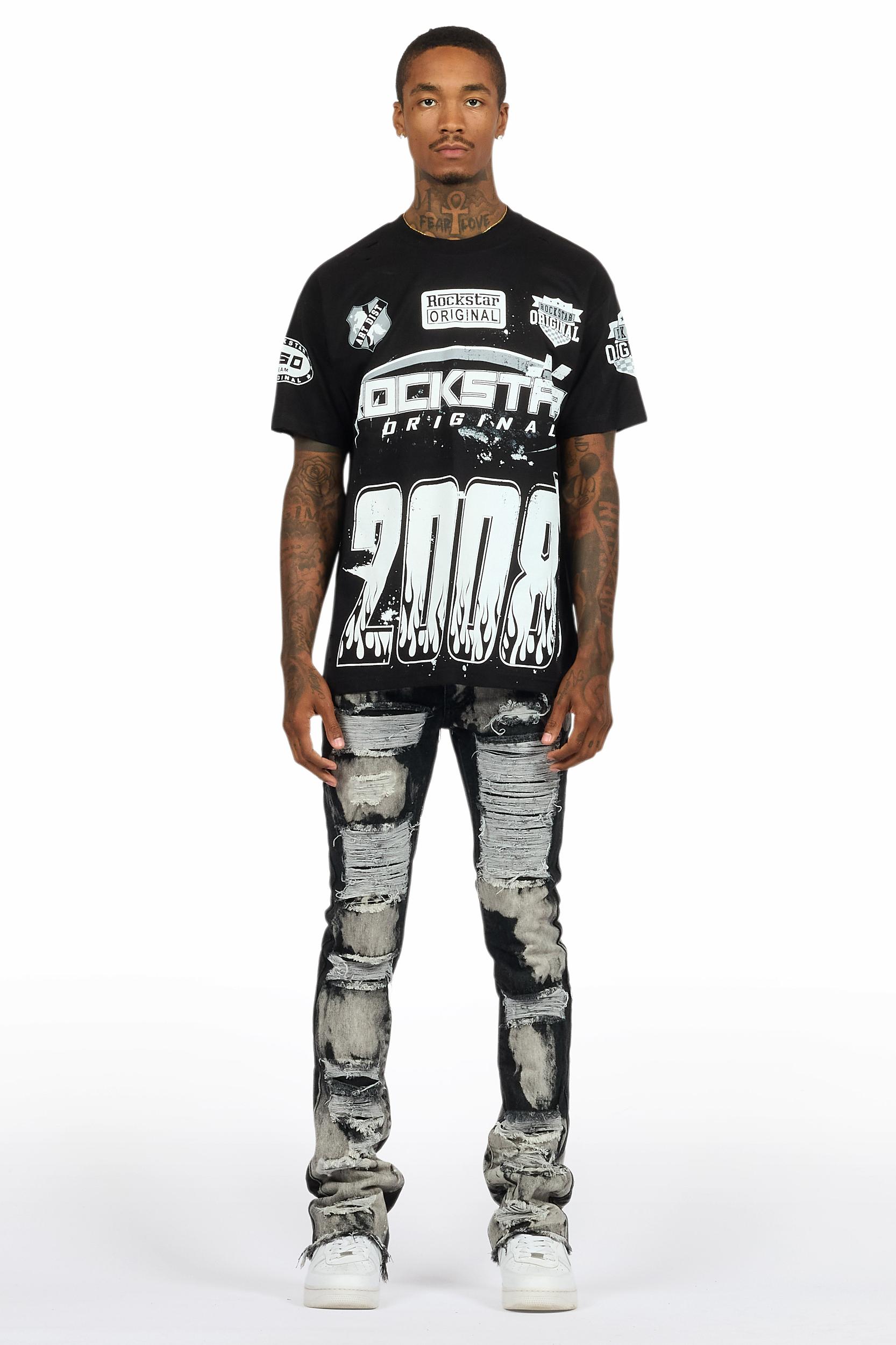 Amos Black T-Shirt/Stacked Flare Jean Bundle Male Product Image