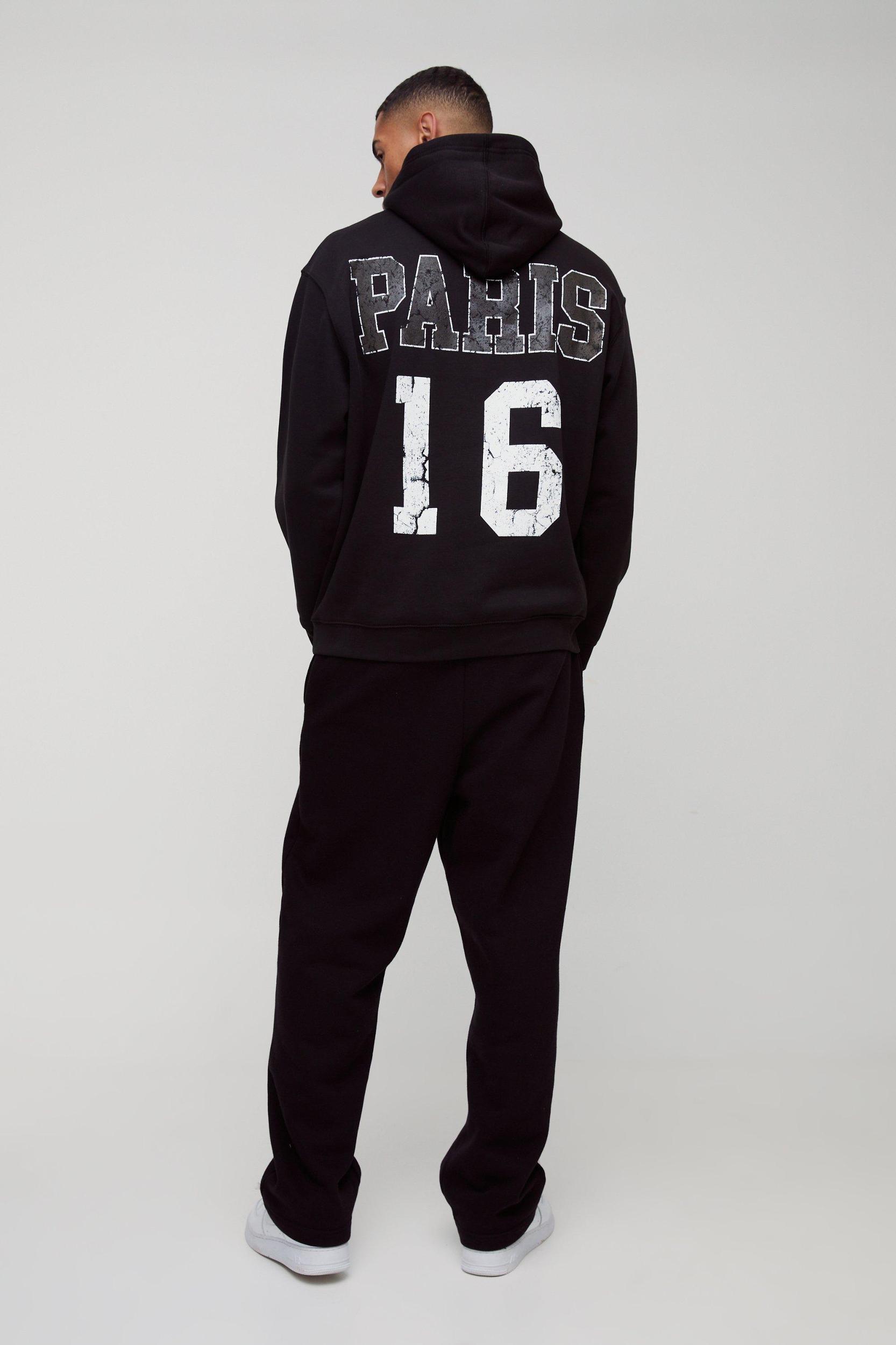Oversized Paris Varsity Graphic Hoodie | boohooMAN USA Product Image