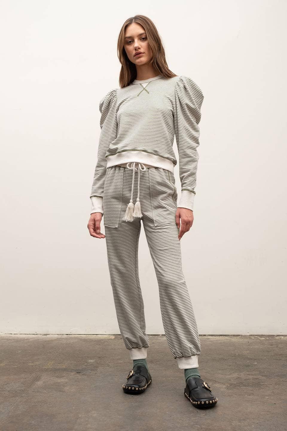 Striped Contrast Lounge Pajama Set Product Image