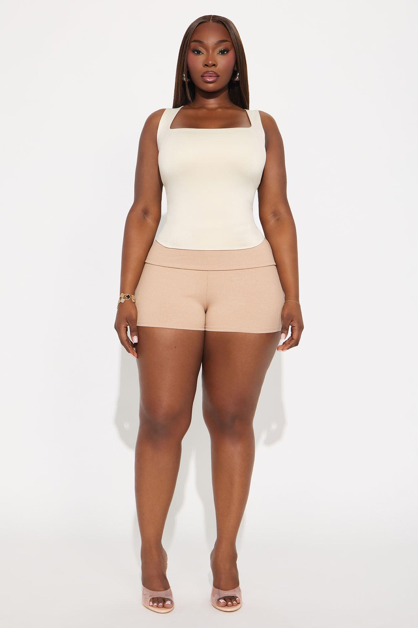 Contour Double Lined Square Neck Tank Top - Bone Female Product Image