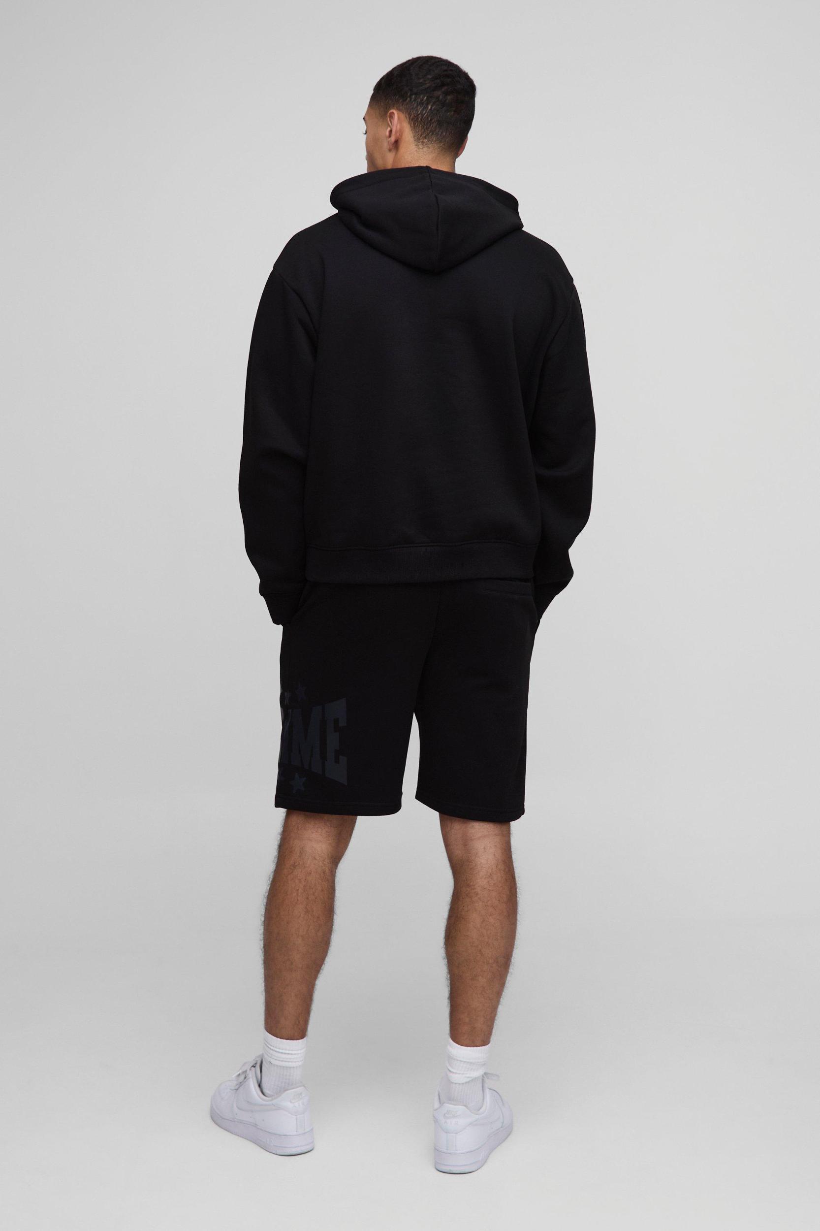 Oversized Boxy Homme Hooded Short Tracksuit | boohooMAN USA Product Image
