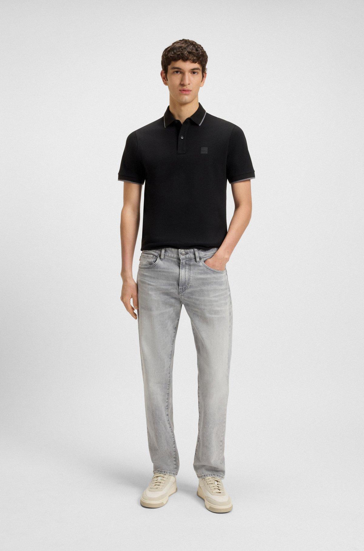 BOSS - Slim-fit polo shirt in stretch-cotton piqué - Black Product Image