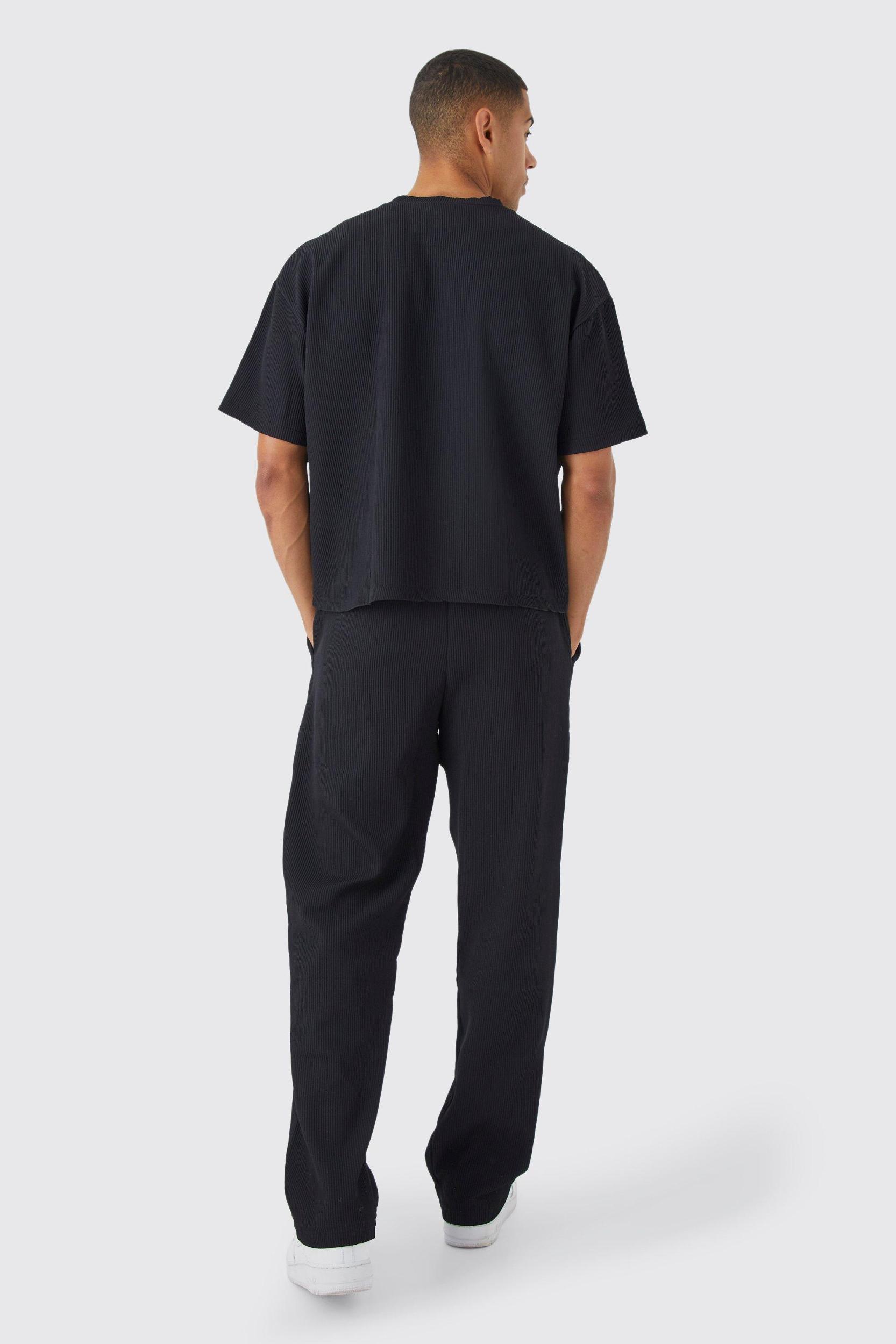 Pleated Oversized Boxy T-shirt & Pants Set | boohooMAN USA Product Image