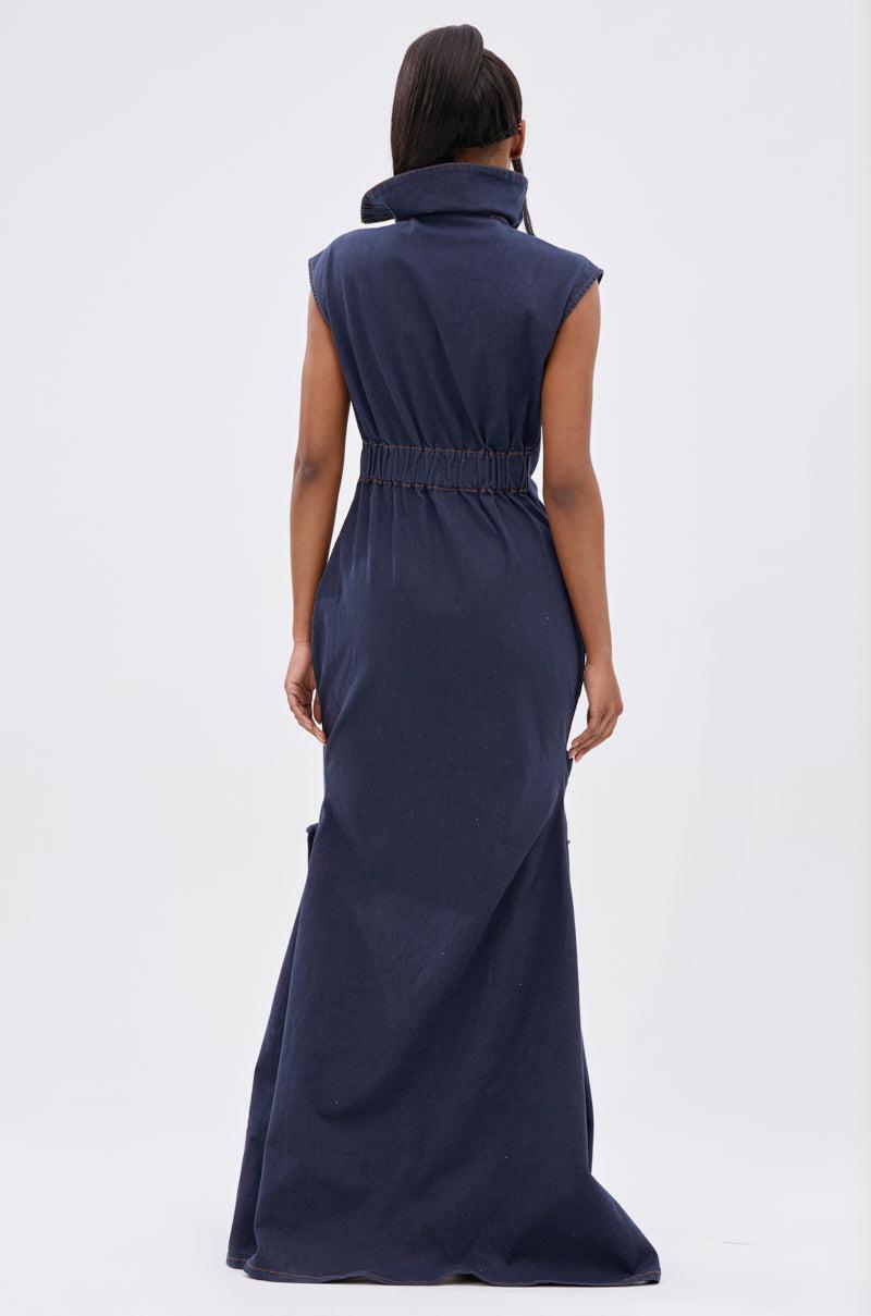 DONT MESS WITH ME COLLARED DENIM MAXI DRESS Product Image