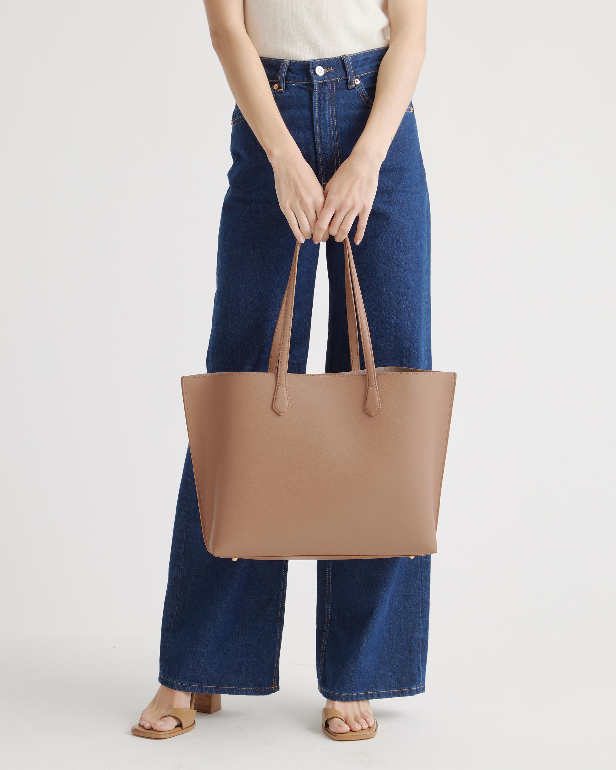 Quince | Women's Italian Leather Triple Compartment Shopper Tote Product Image