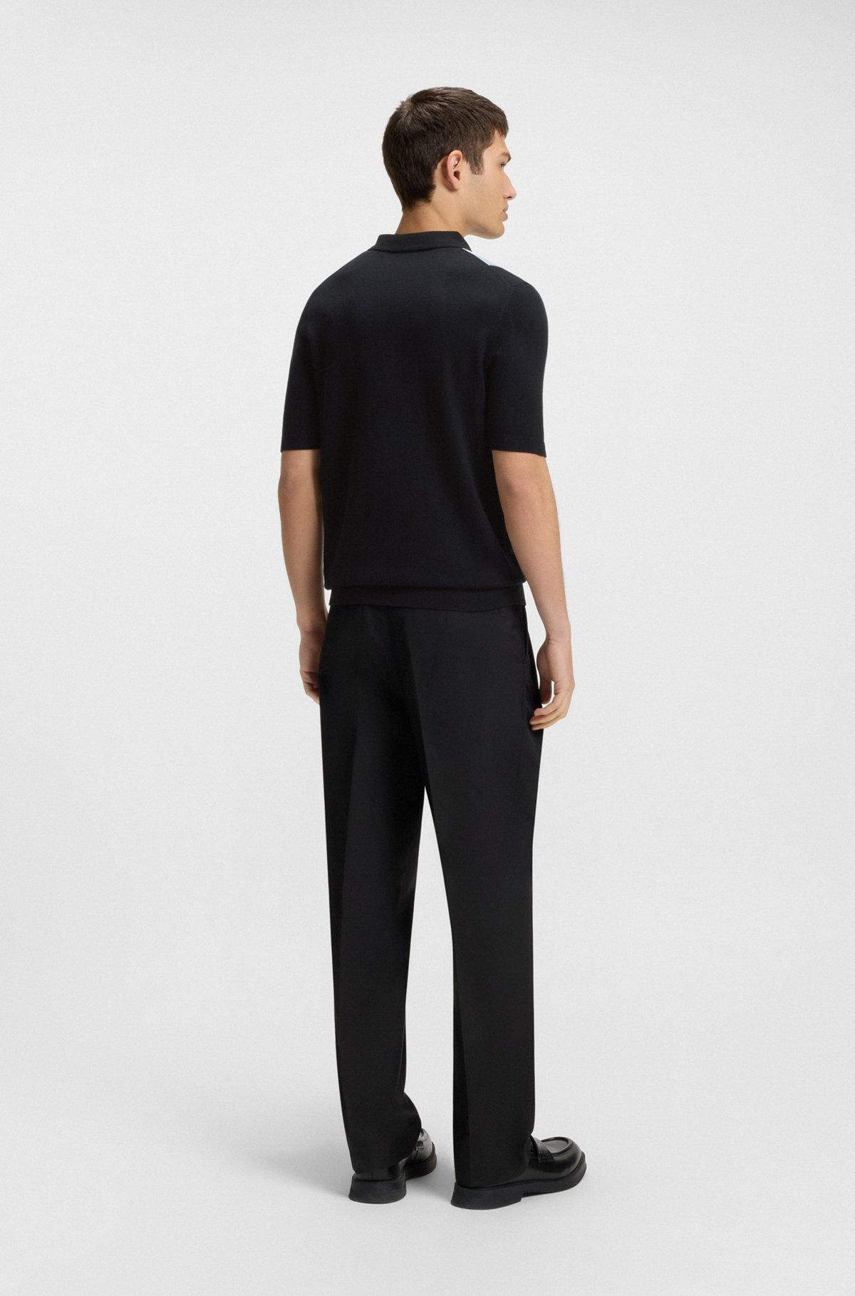 Zip-neck polo sweater with vertical stripes Product Image