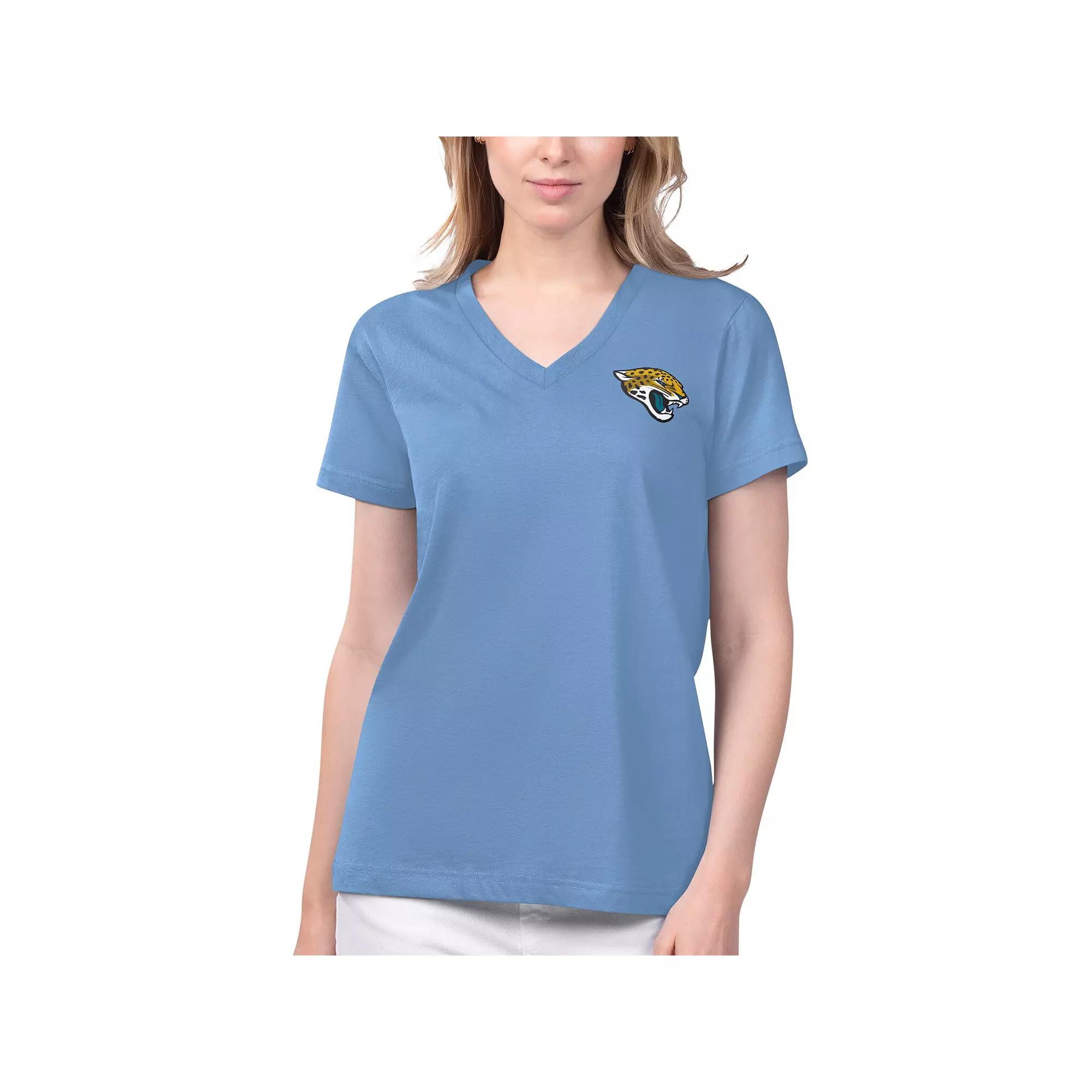 Women's Margaritaville Blue Jacksonville Jaguars Game Time V-Neck T-Shirt,  Product Image