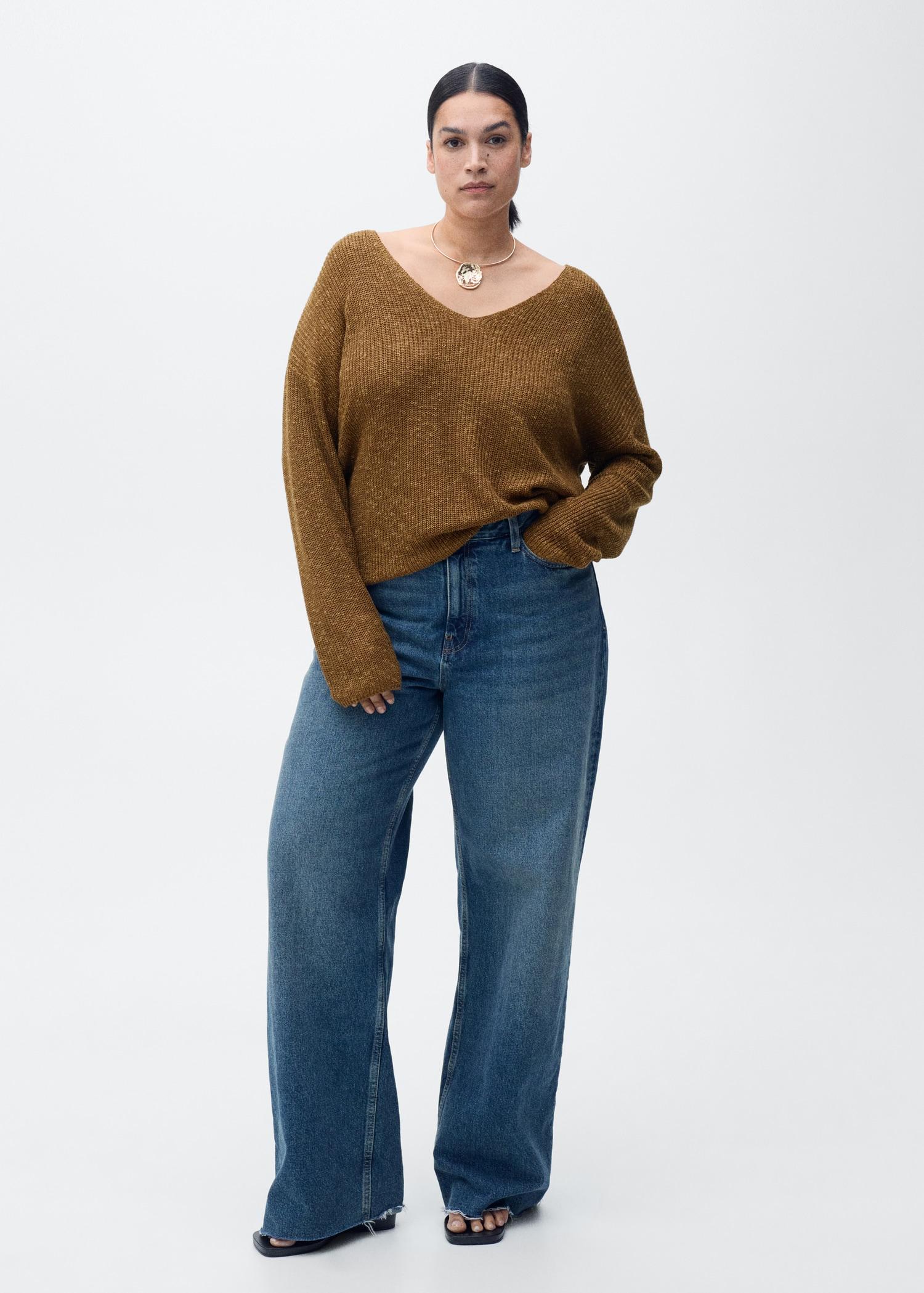 V-neck knit sweater - Women | MANGO USA Product Image