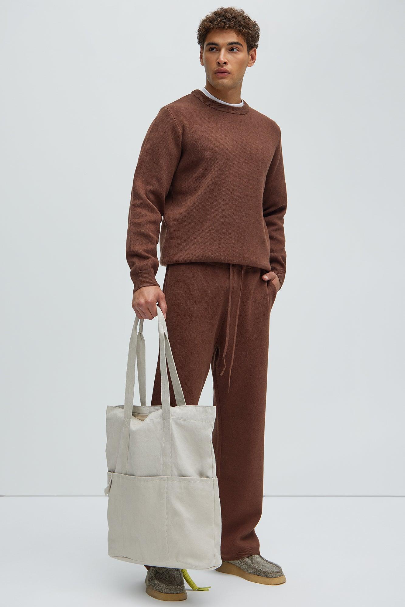 Recline Sweater Knit Crewneck - Brown Product Image