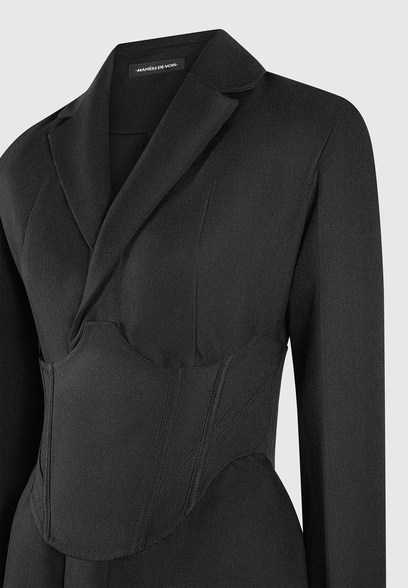 Tailored Blazer Dress with Reversible Corset - Black Female Product Image