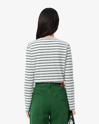 Long Sleeved Striped Cotton T-shirt Product Image