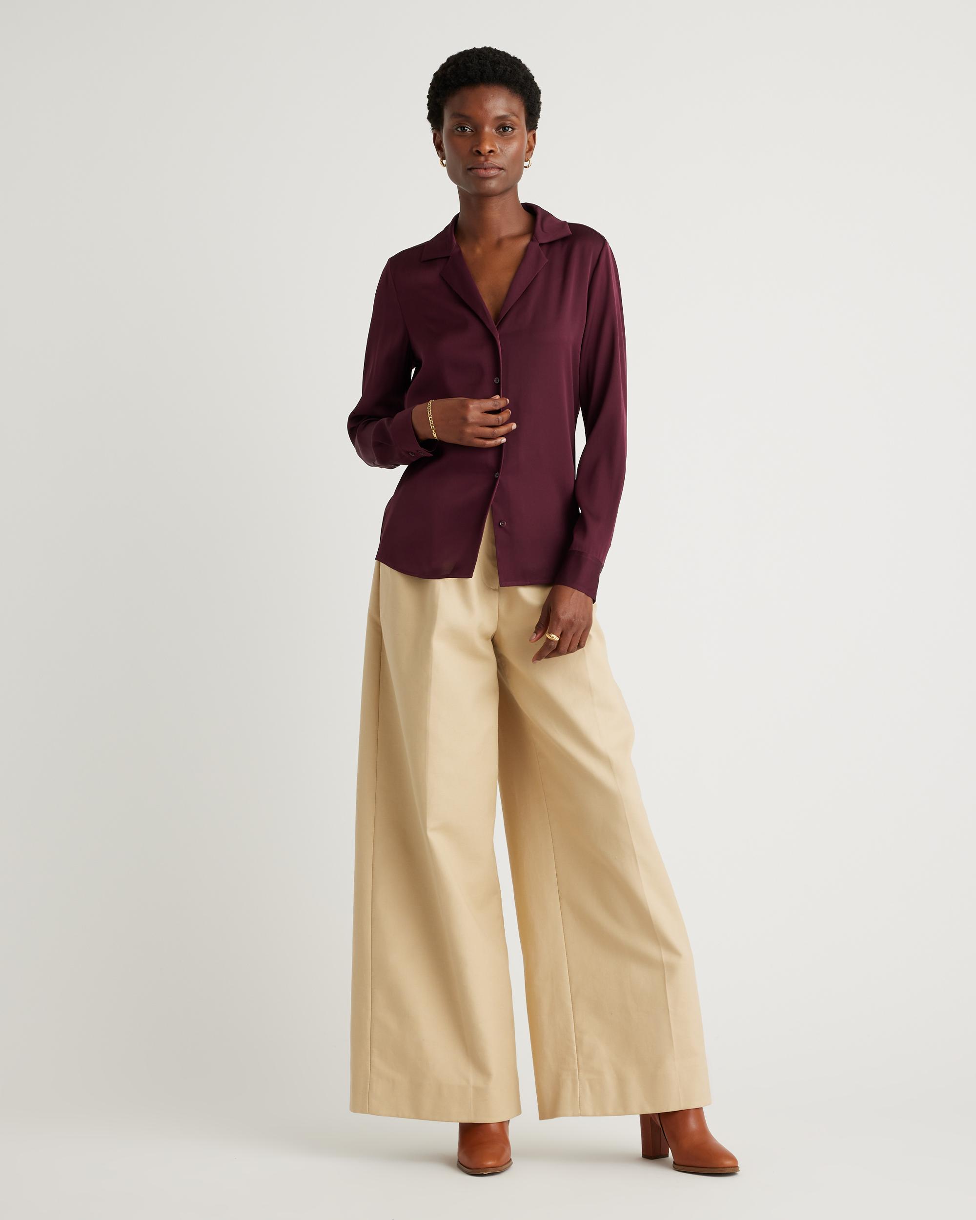 Quince | Women's Washable Stretch Silk Notch Collar Blouse Product Image