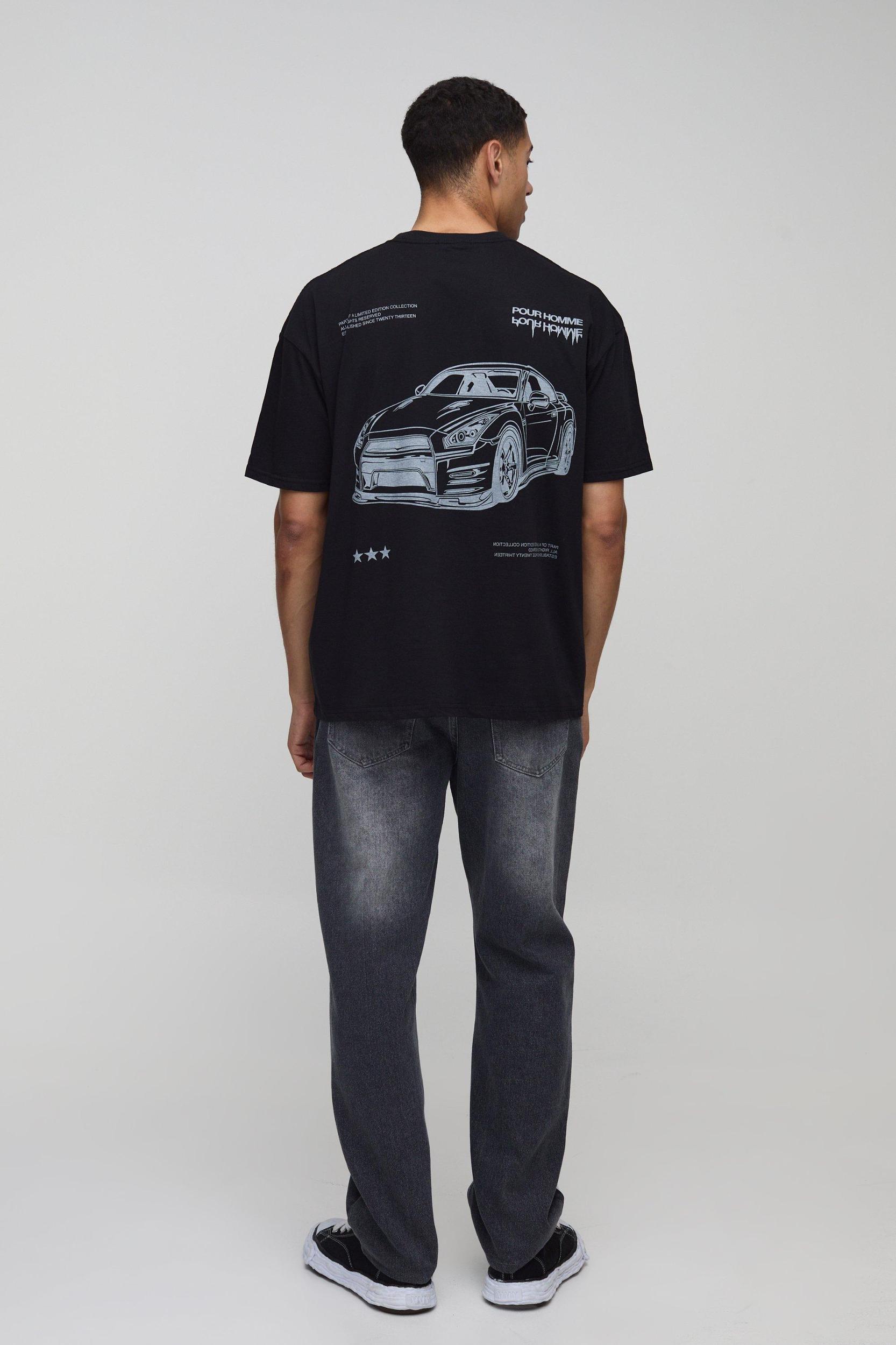 Oversized Line Drawn Car Graphic T-Shirt | boohooMAN USA Product Image