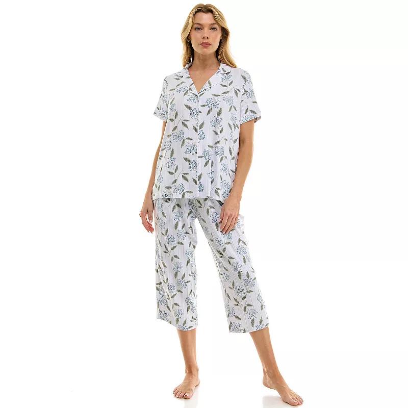 Petite Croft & Barrow® Wonderluxe Pajama Top & Pajama Capri Pants Set, Women's, Size: XS Petite, Contessa Floral Product Image