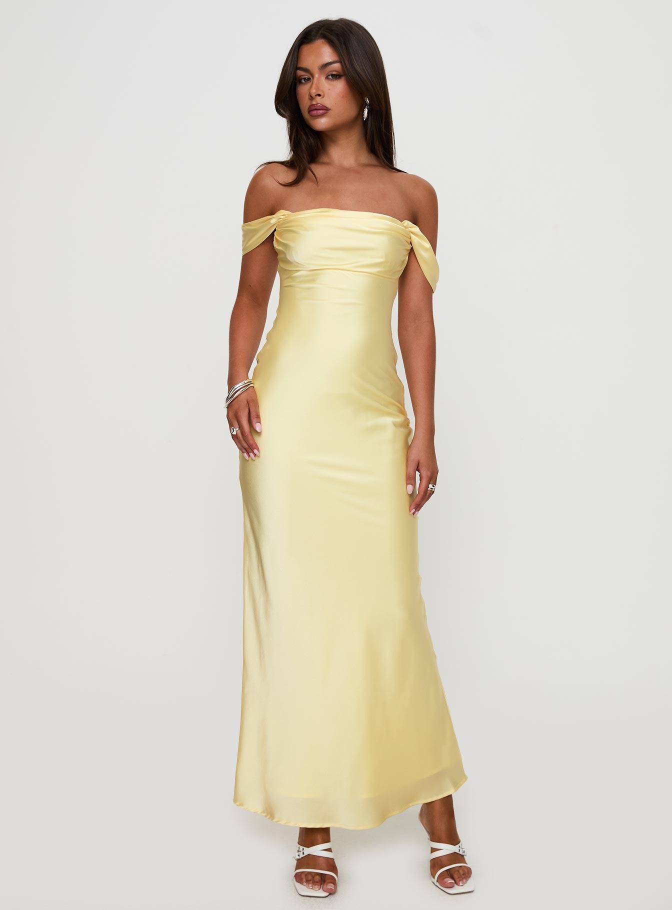 Azura Off The Shoulder Maxi Dress Yellow Product Image