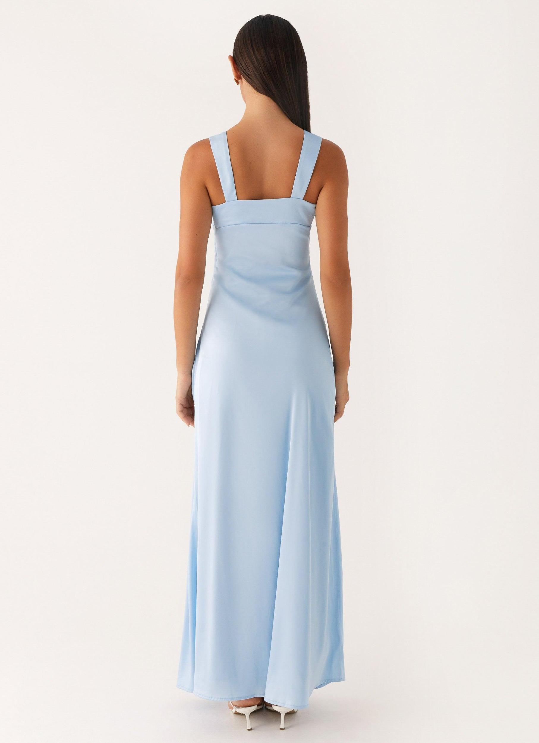 Odette Satin Maxi Dress - Blue Product Image