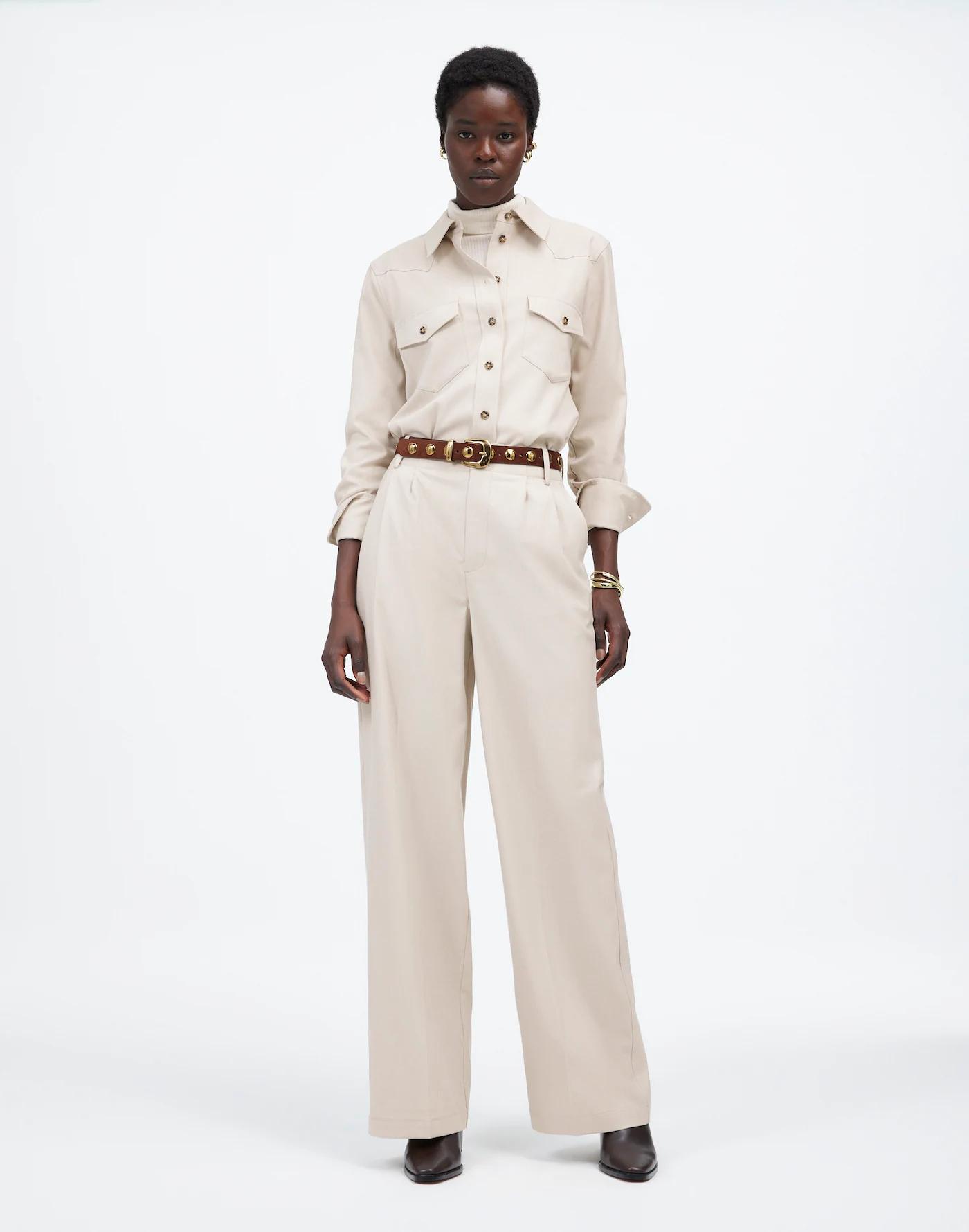 The Tall Harlow Wide-Leg Trouser in Brushed Twill Product Image