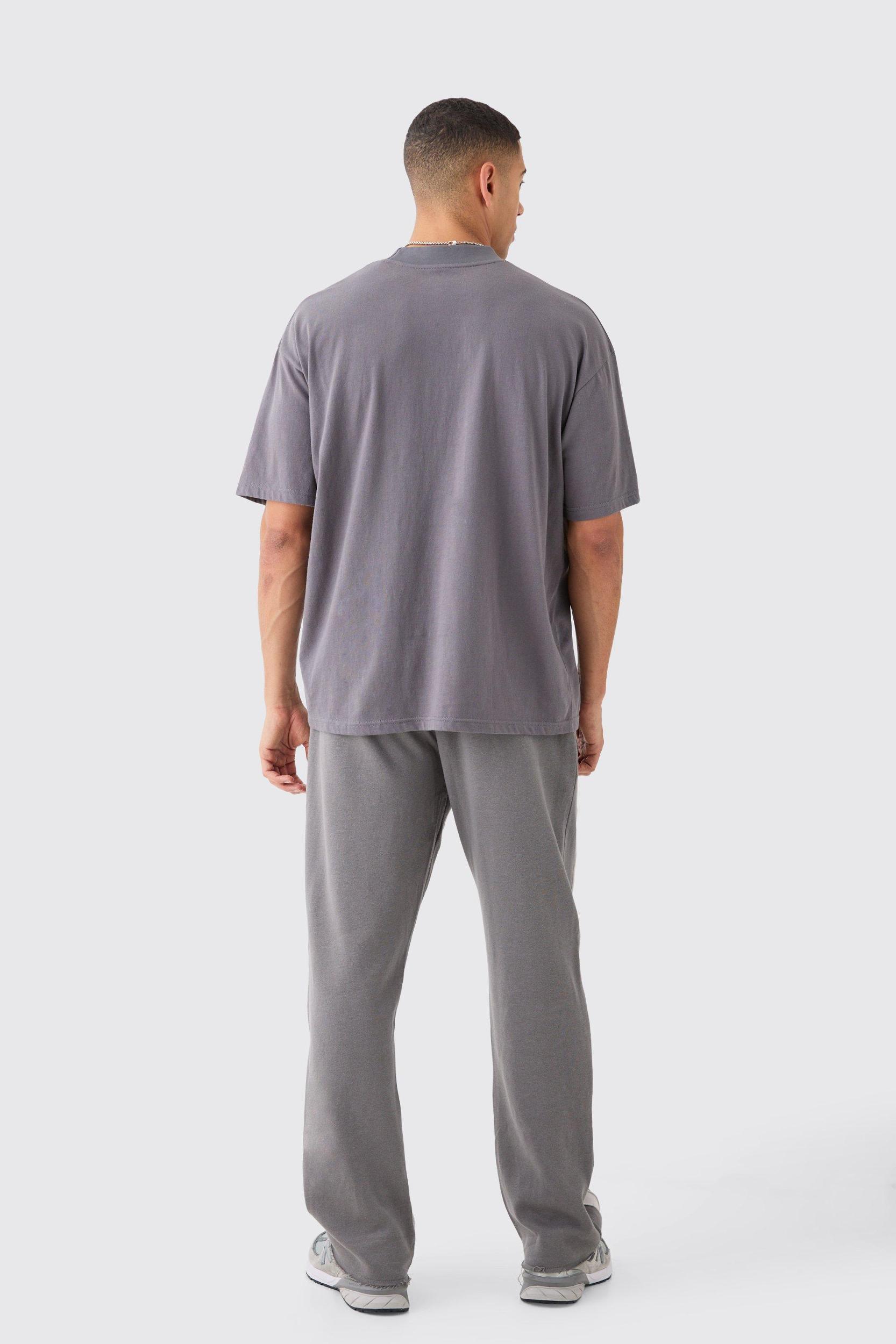 Relaxed Cut & Sew Stripe Raw Edge Sweatpants | boohooMAN USA Product Image