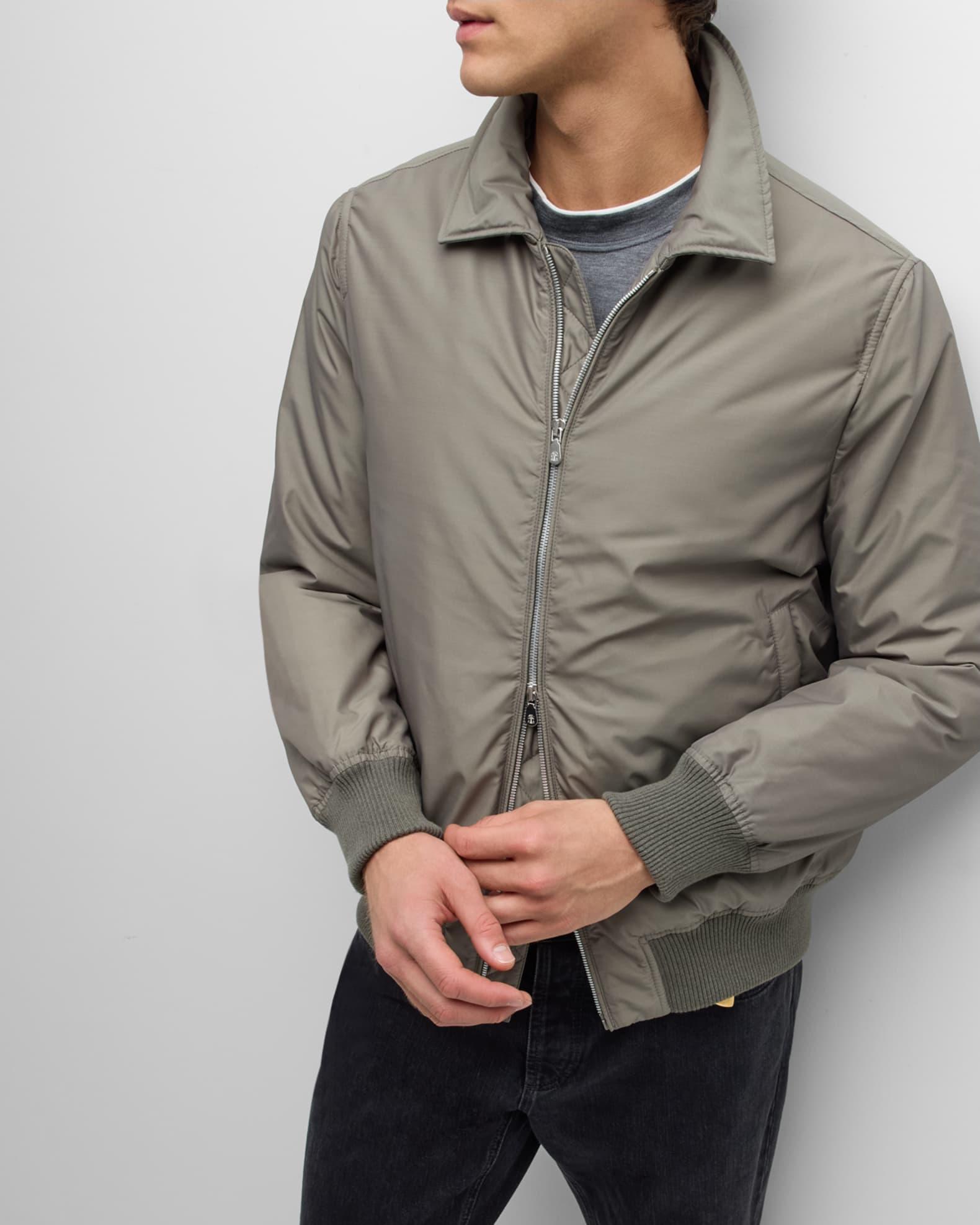 Men's Nylon-Silk Full-Zip Bomber Jacket Product Image