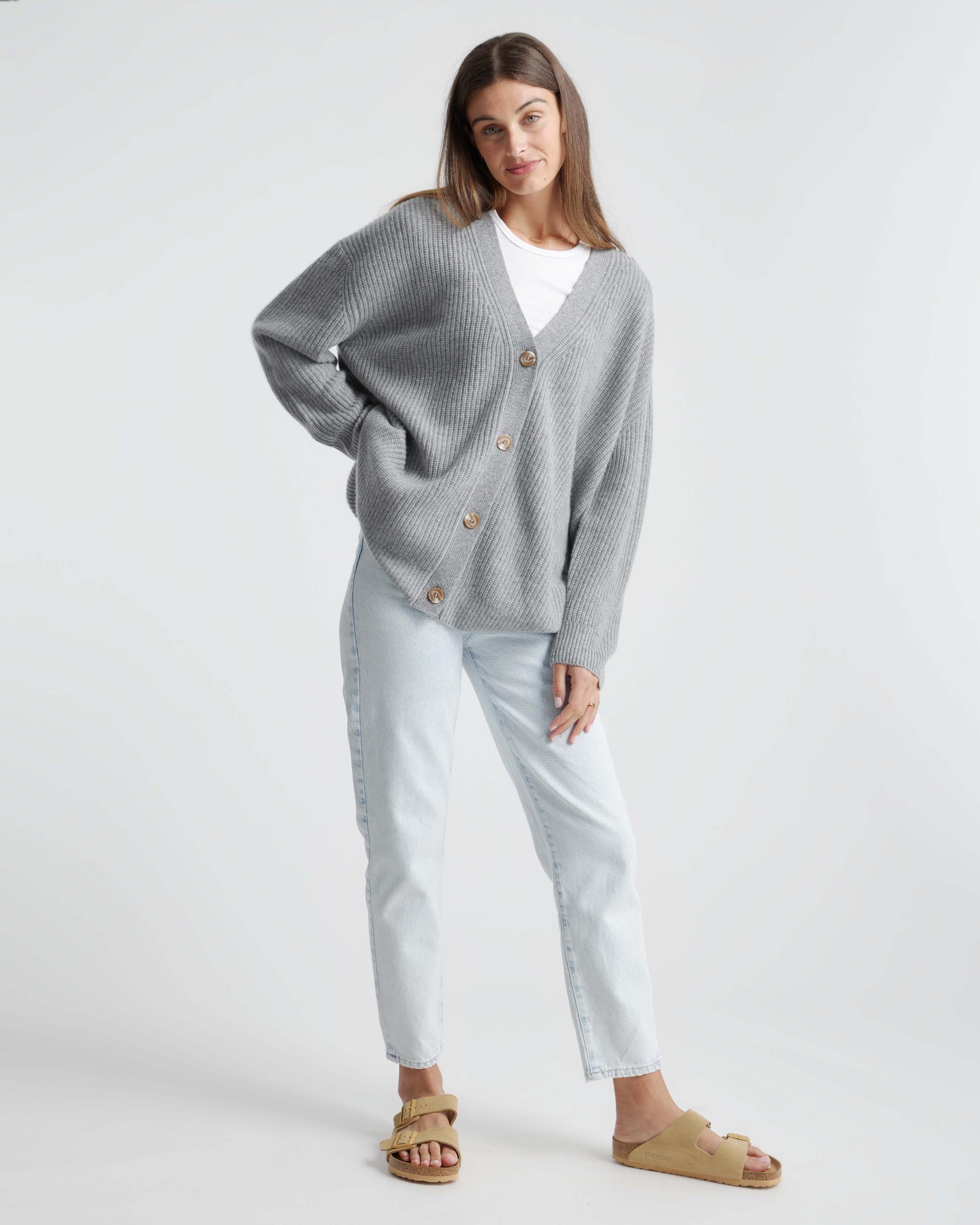 Quince | Women's Mongolian Spring Cashmere OverSized Boyfriend Cardigan Sweater Product Image