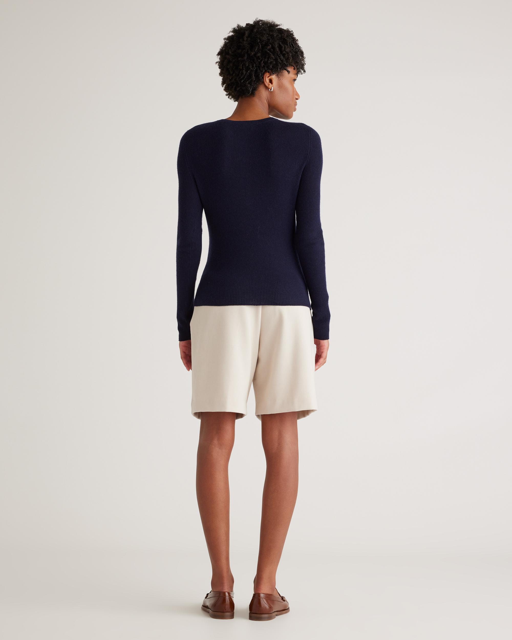 Quince | Women's Featherweight Cashmere Ribbed Henley Sweater Product Image