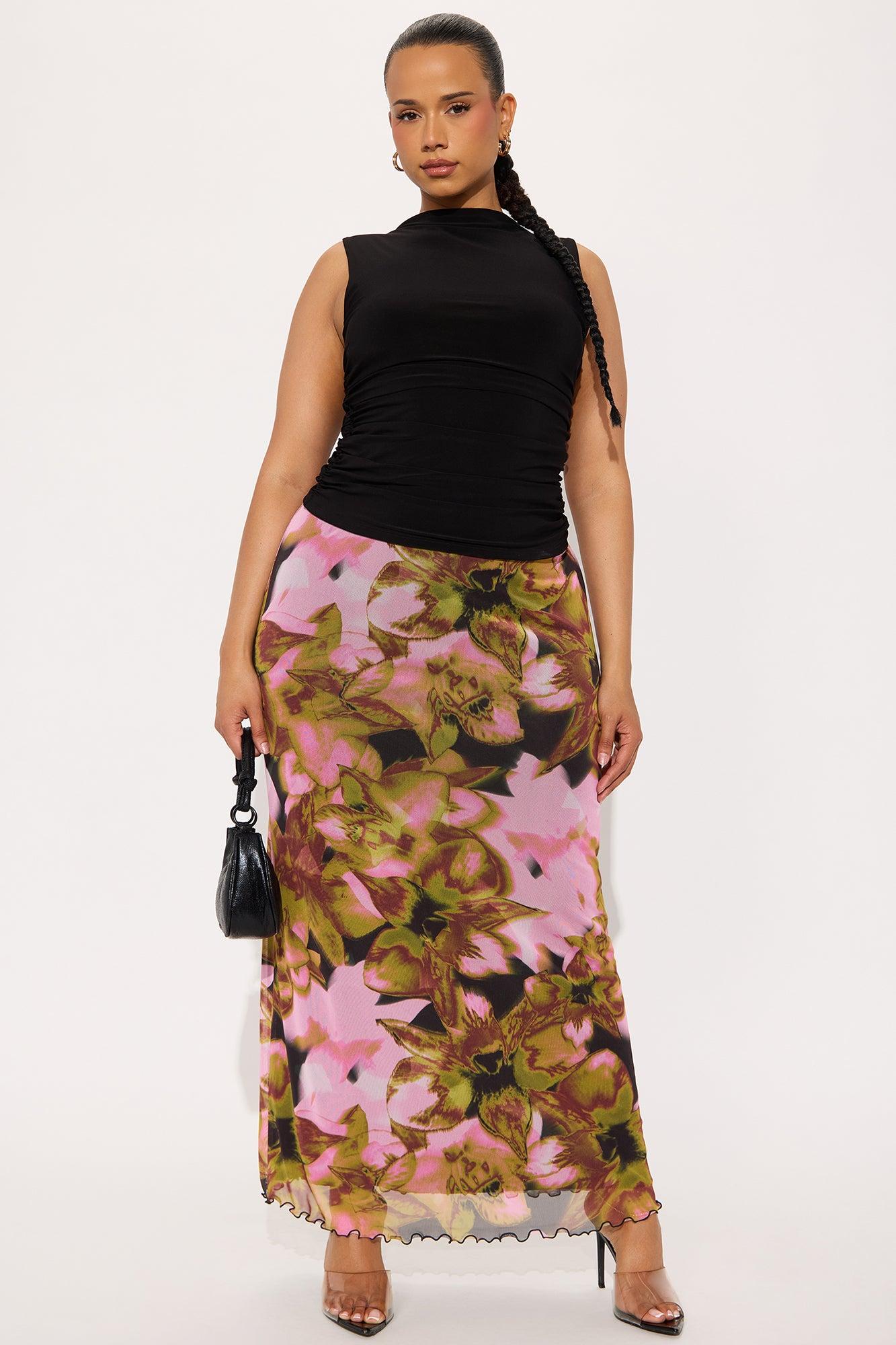 Work Of Art Abstract Mesh Maxi  Skirt - Purple/combo Female Product Image