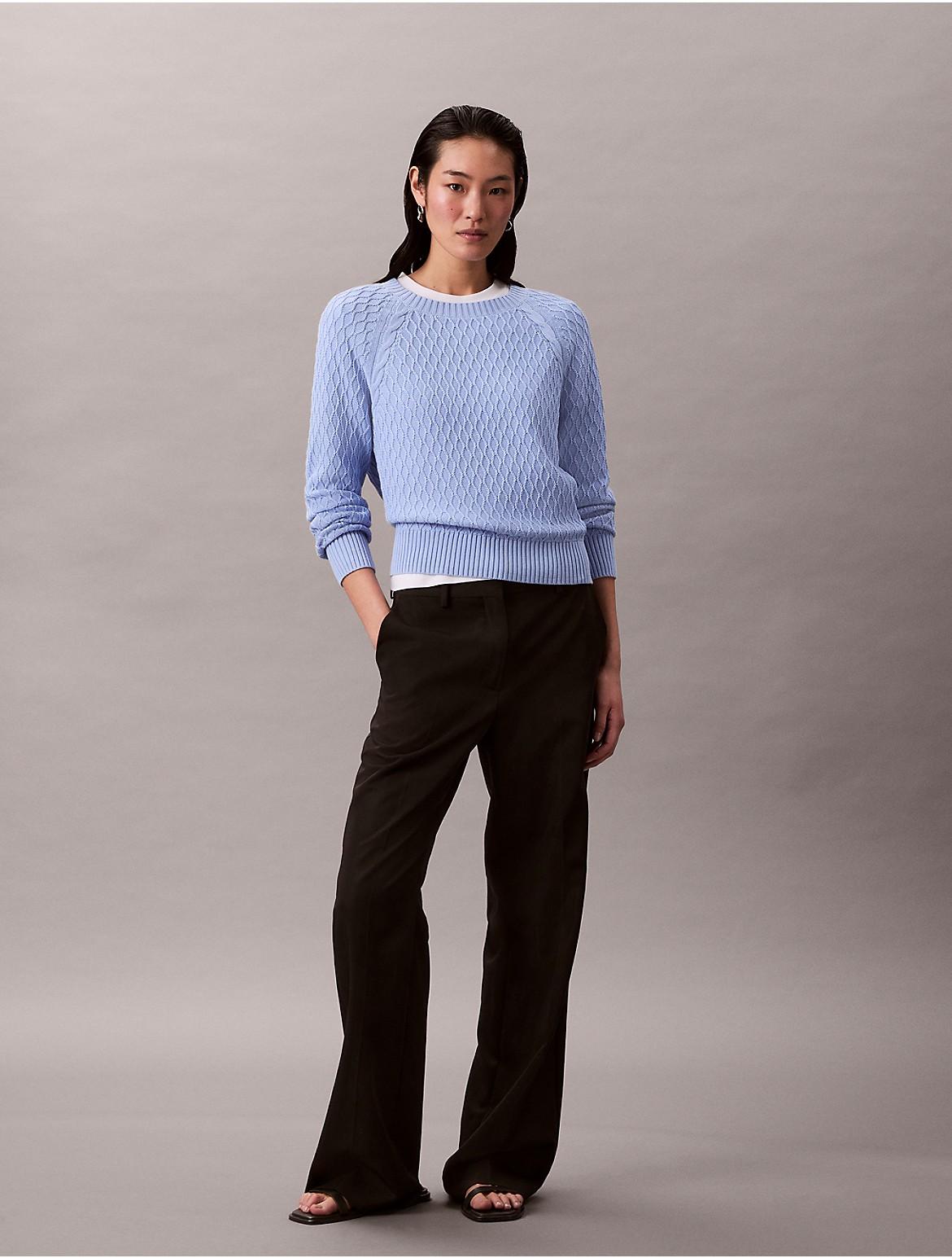 Calvin Klein Womens Cable Knit Classic Sweater - White Product Image