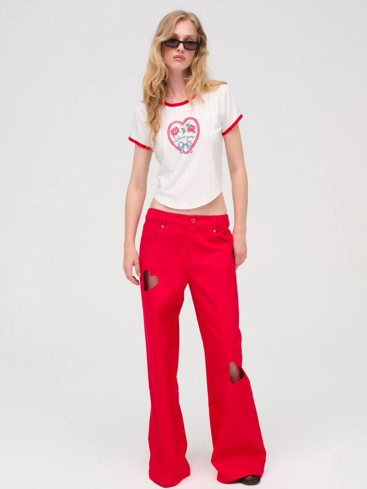 Lipstick Denim Baggy Jean — Red Product Image