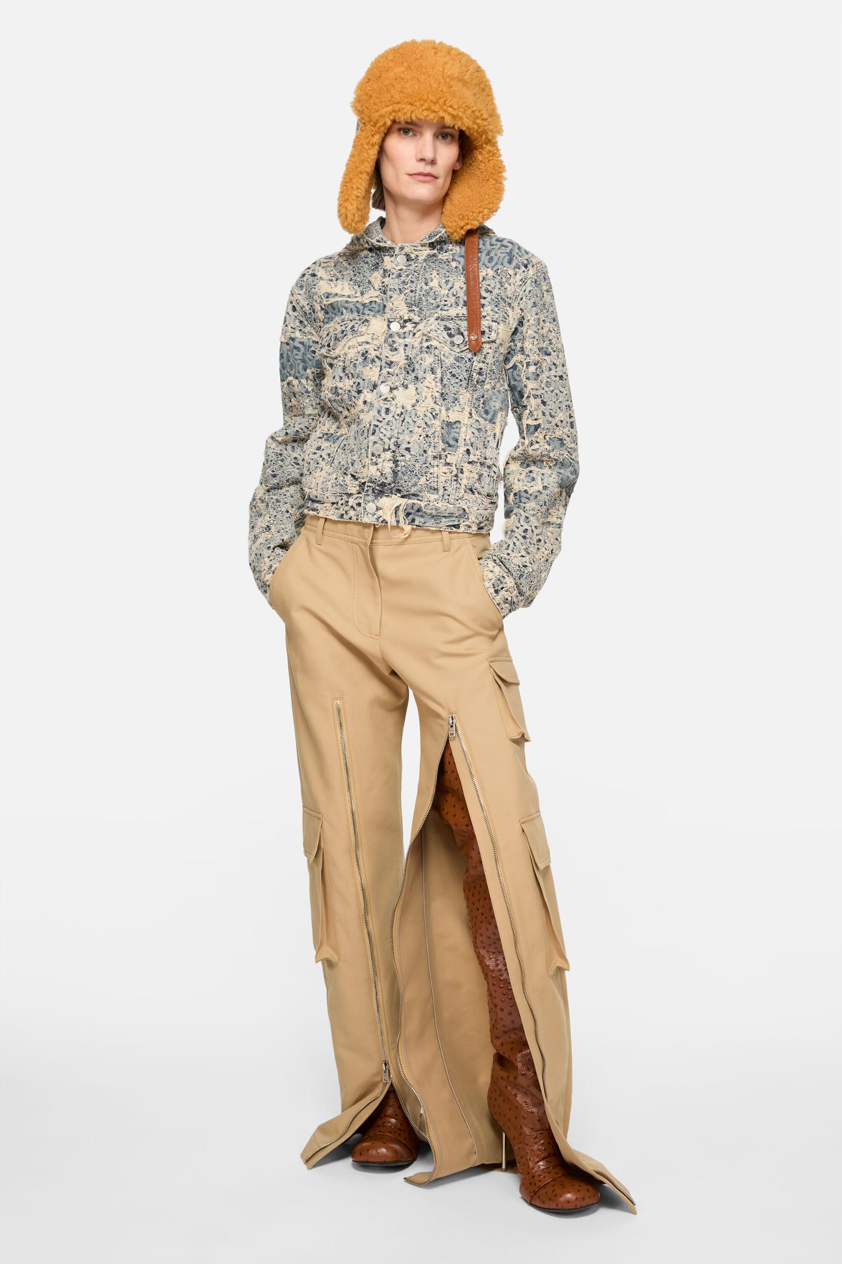 Denim jacket with hood Product Image