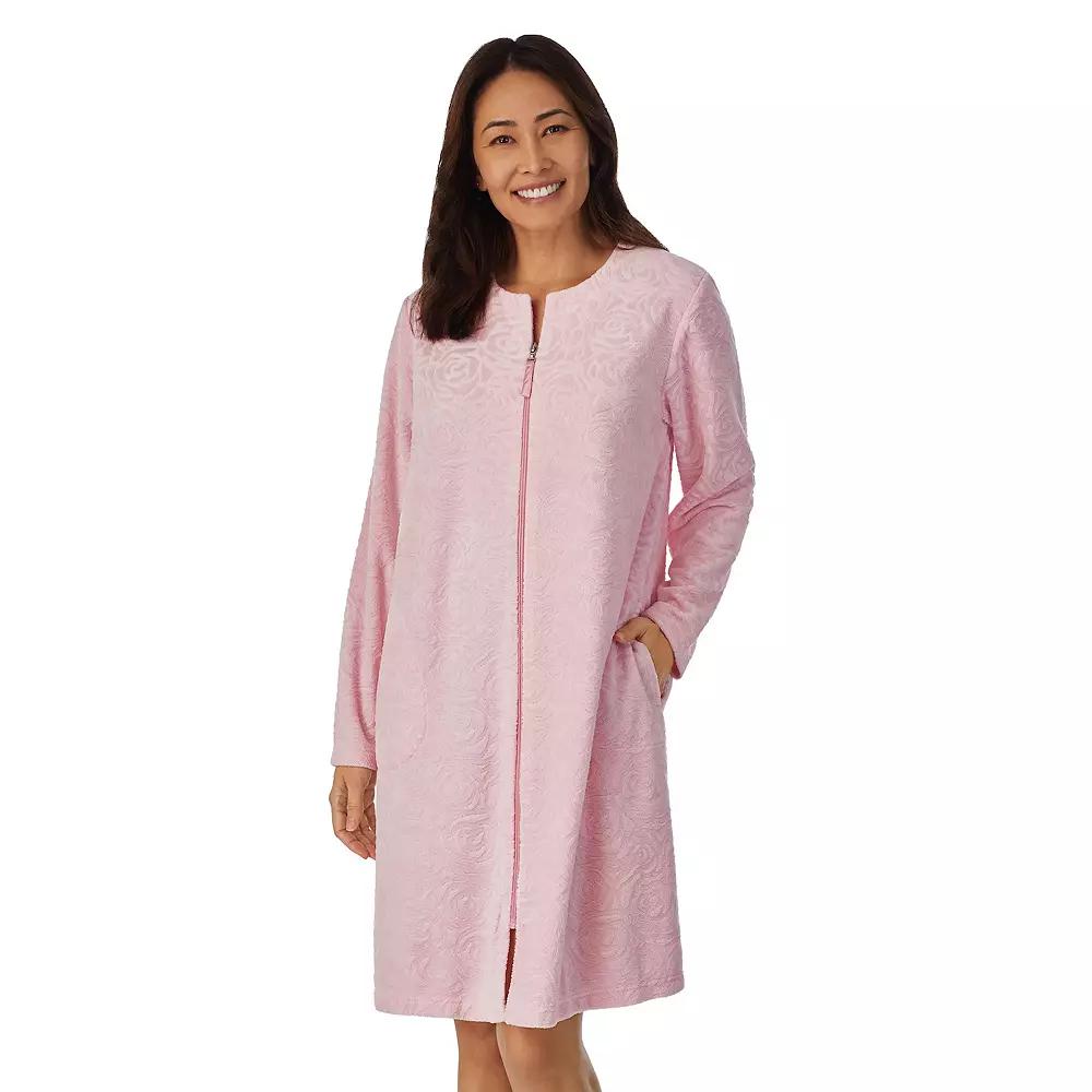 Women's Stan Herman Embossed Vintage Terry Zip-Front Robe,  Product Image