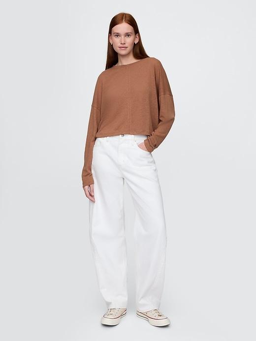 Oversized Linen-Blend Swing Top Product Image