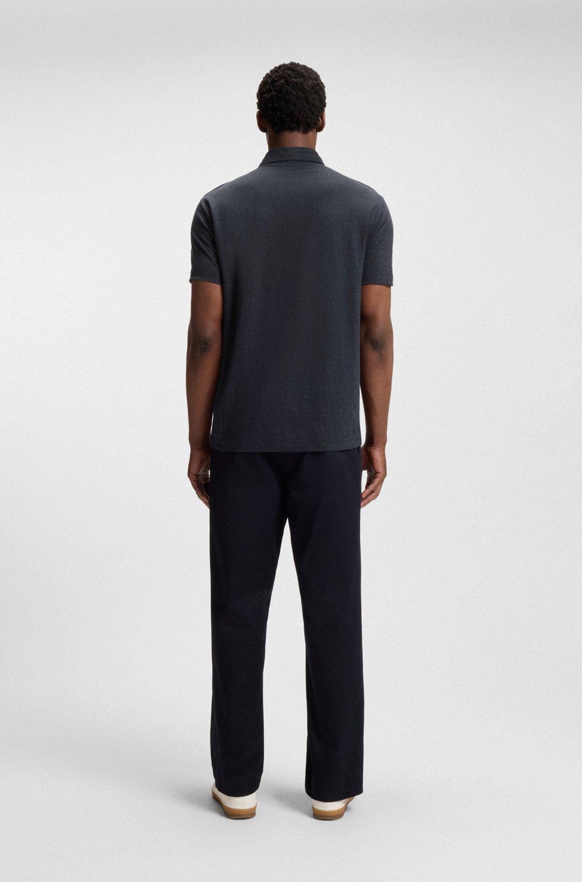 BOSS - BECKHAM x BOSS polo shirt in linen - Dark Blue Product Image