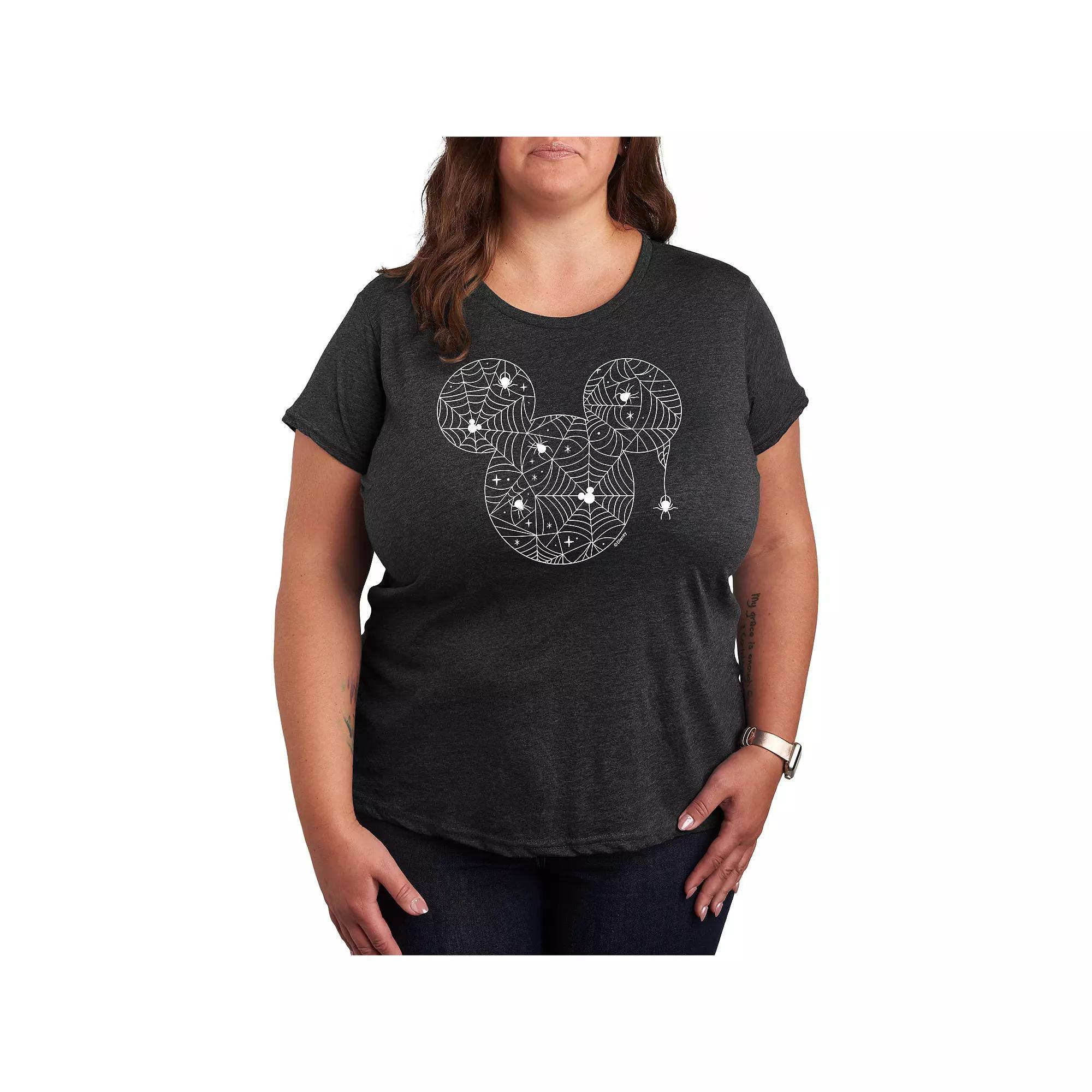 Disney's Mickey Mouse Plus Size Spider Web Graphic Tee, Women's, Size: 1XL, Heather Grey Product Image