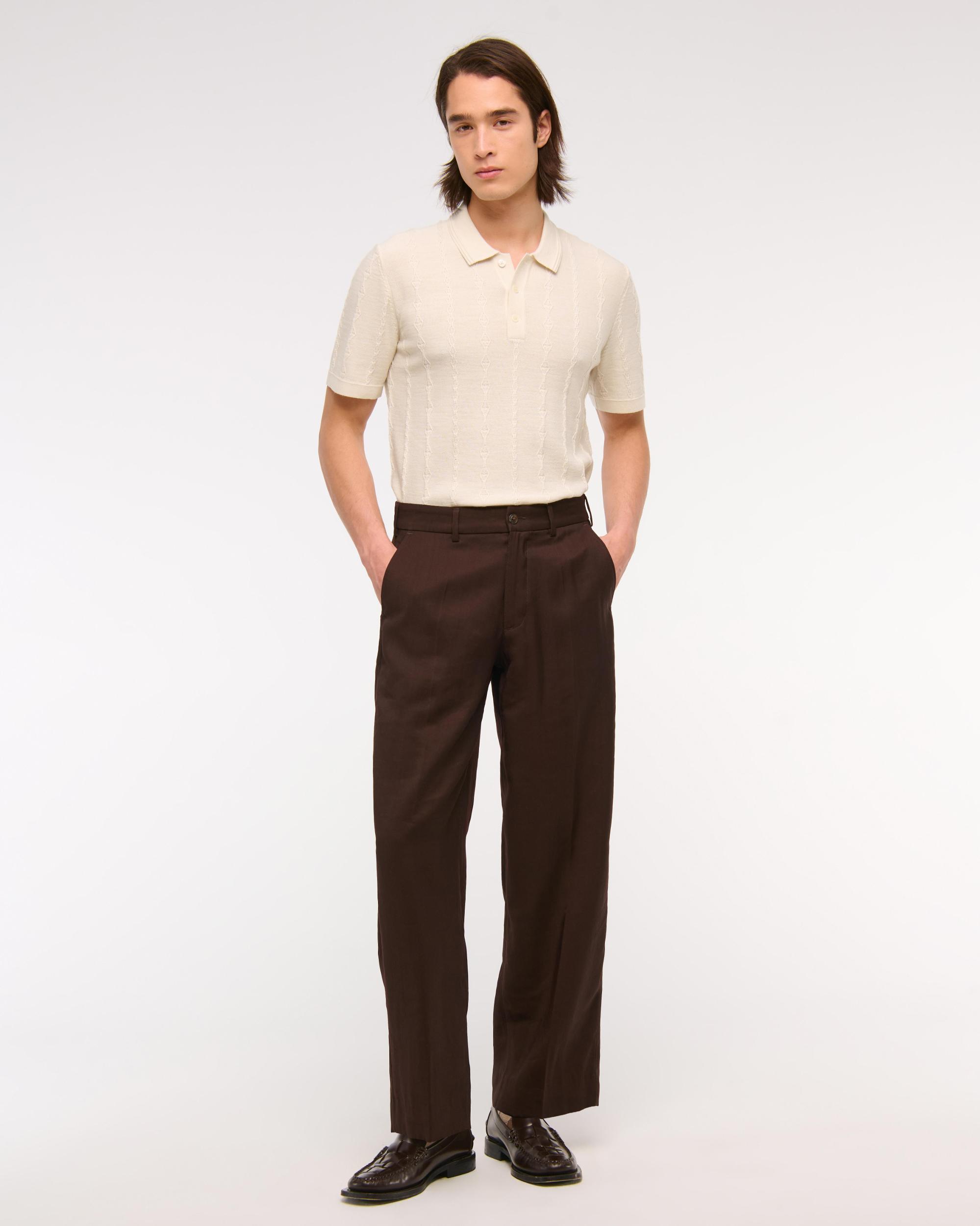 Merino Wool-Blend Stitch 3-Button Sweater Polo Product Image