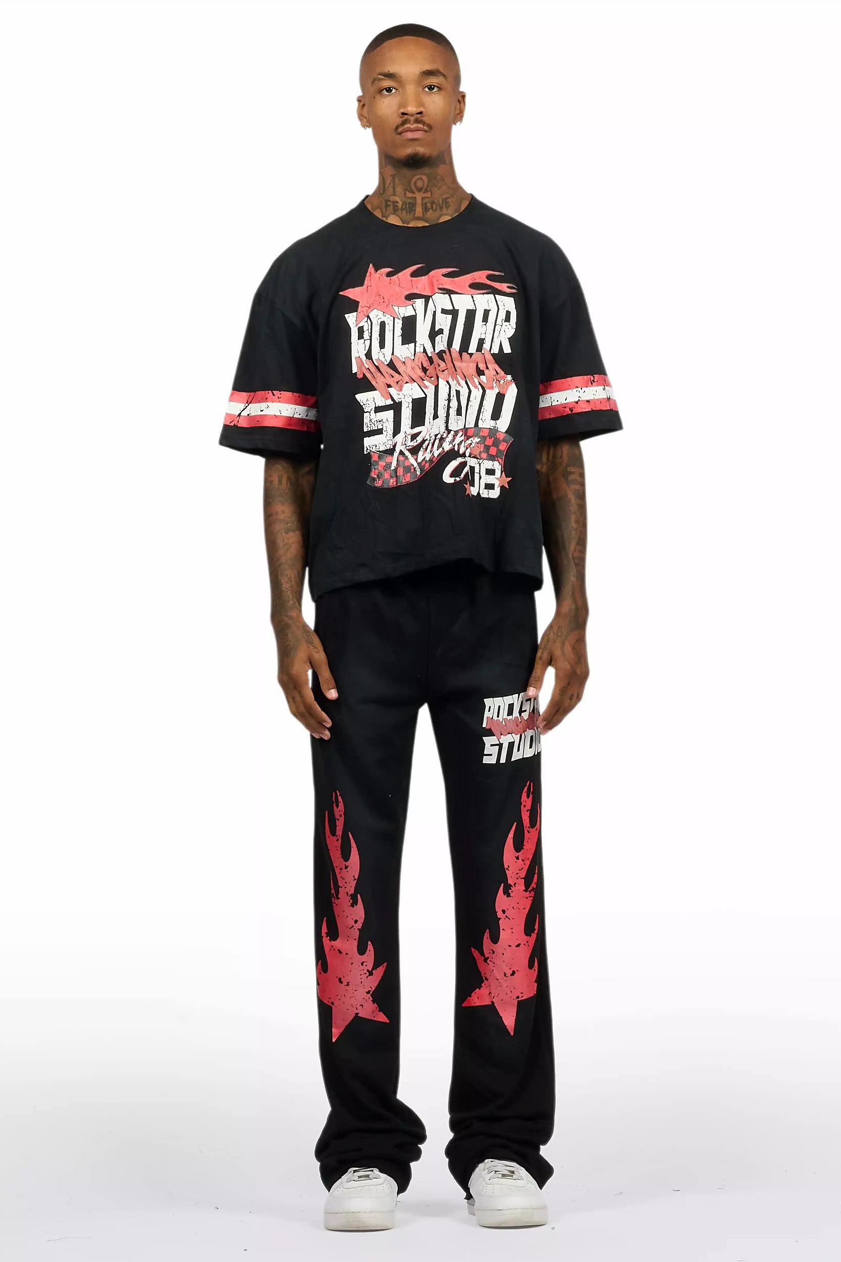 Garo Black T-Shirt/Baggy Stacked Track Set Male Product Image