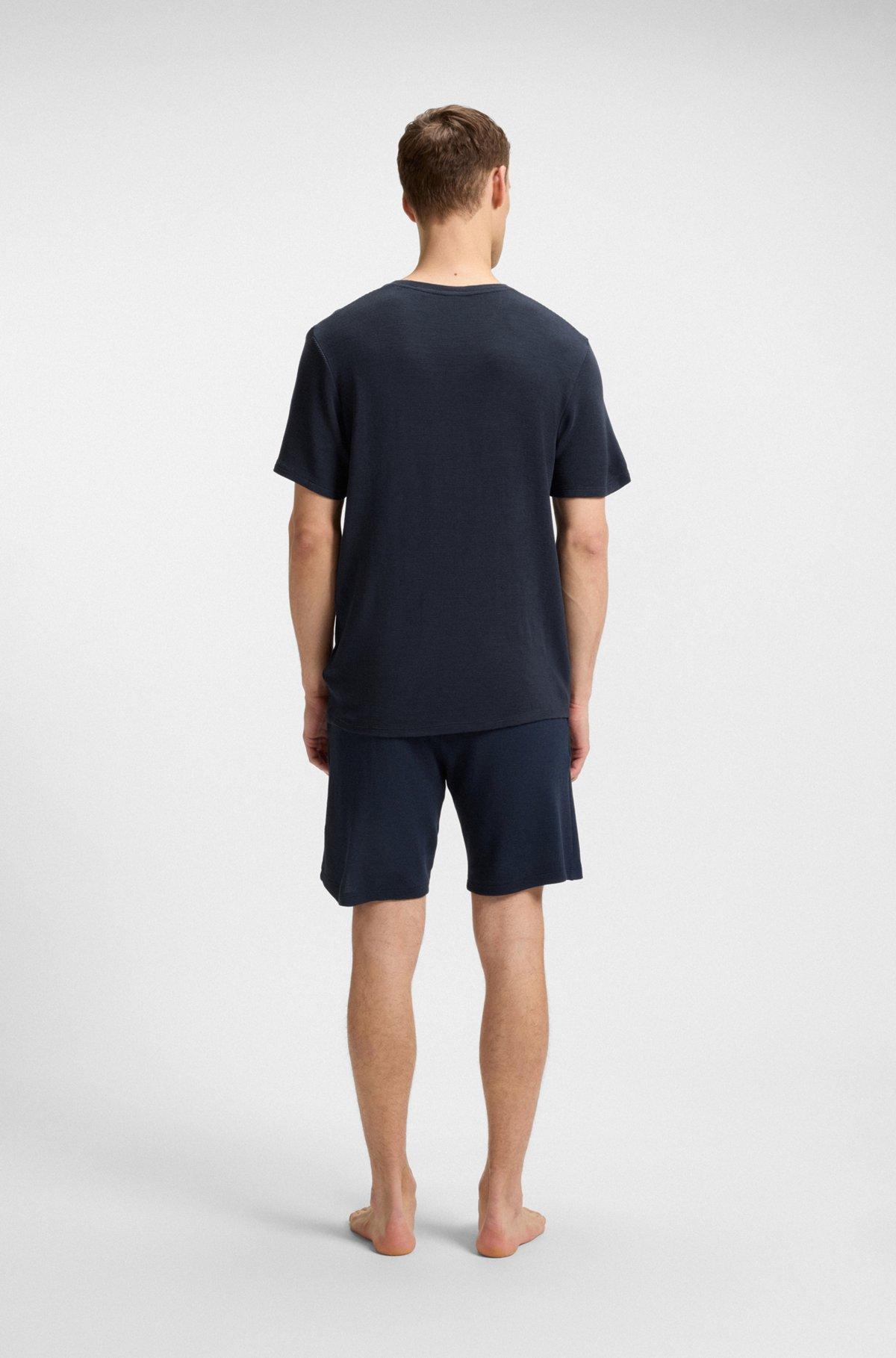 BOSS - Stretch-jersey pajama T-shirt with embroidered logo - Dark Blue Product Image