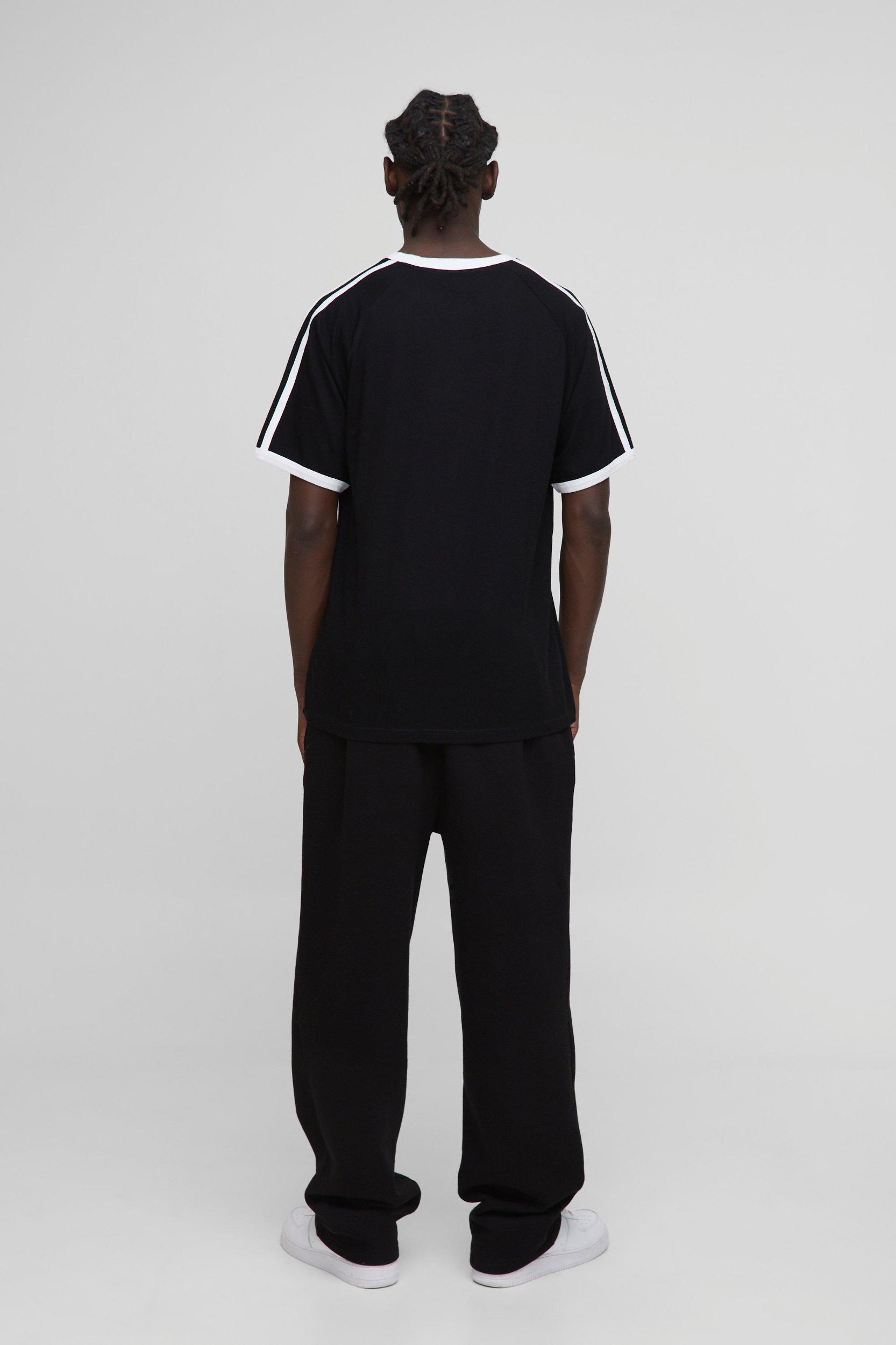 Regular Fit Man Raglan Sleeve Ringer T-Shirt | boohooMAN USA Product Image