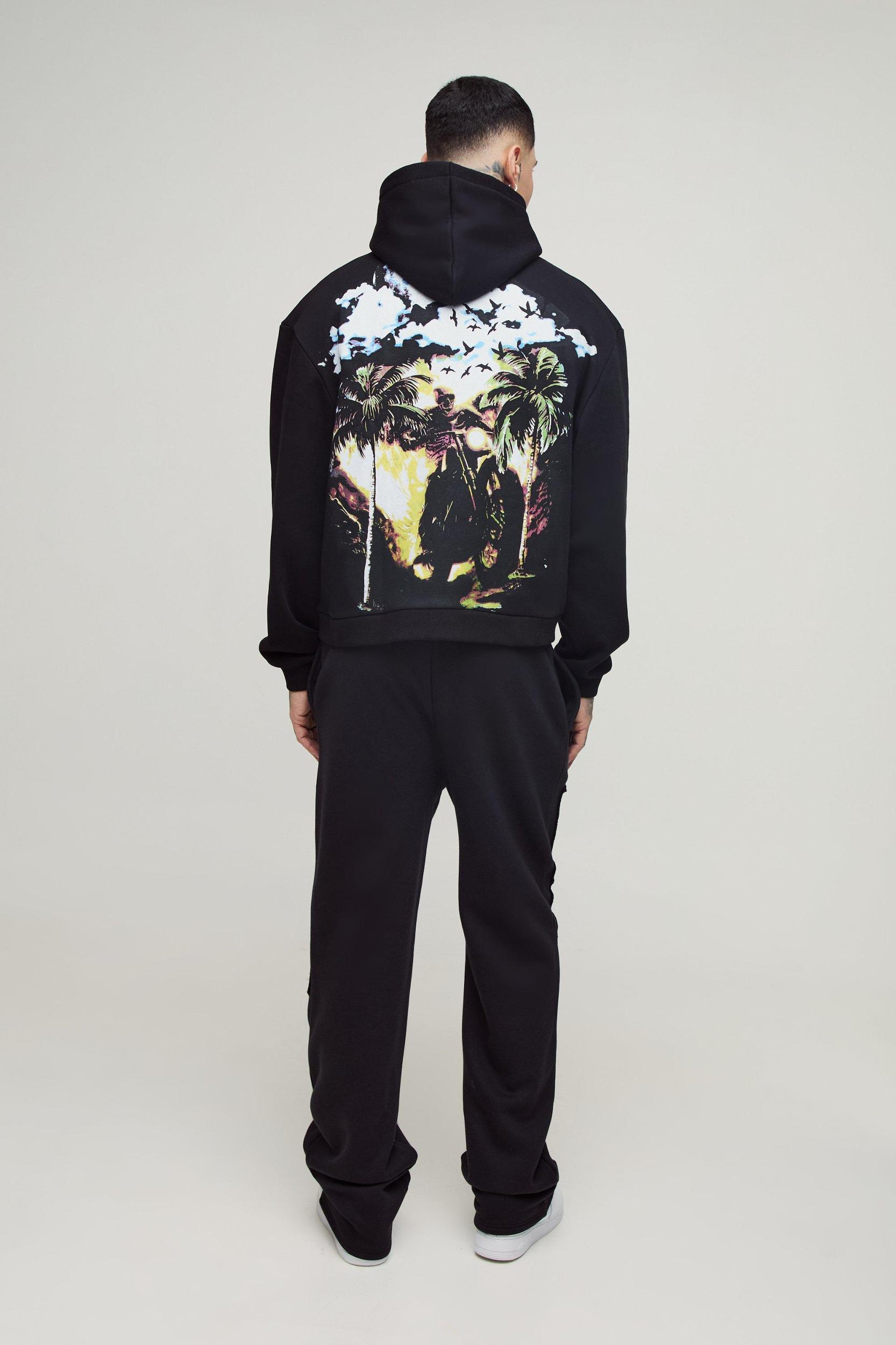 Tall Oversized Boxy Worldwide Large Scale Print Hoodie | boohooMAN USA Product Image