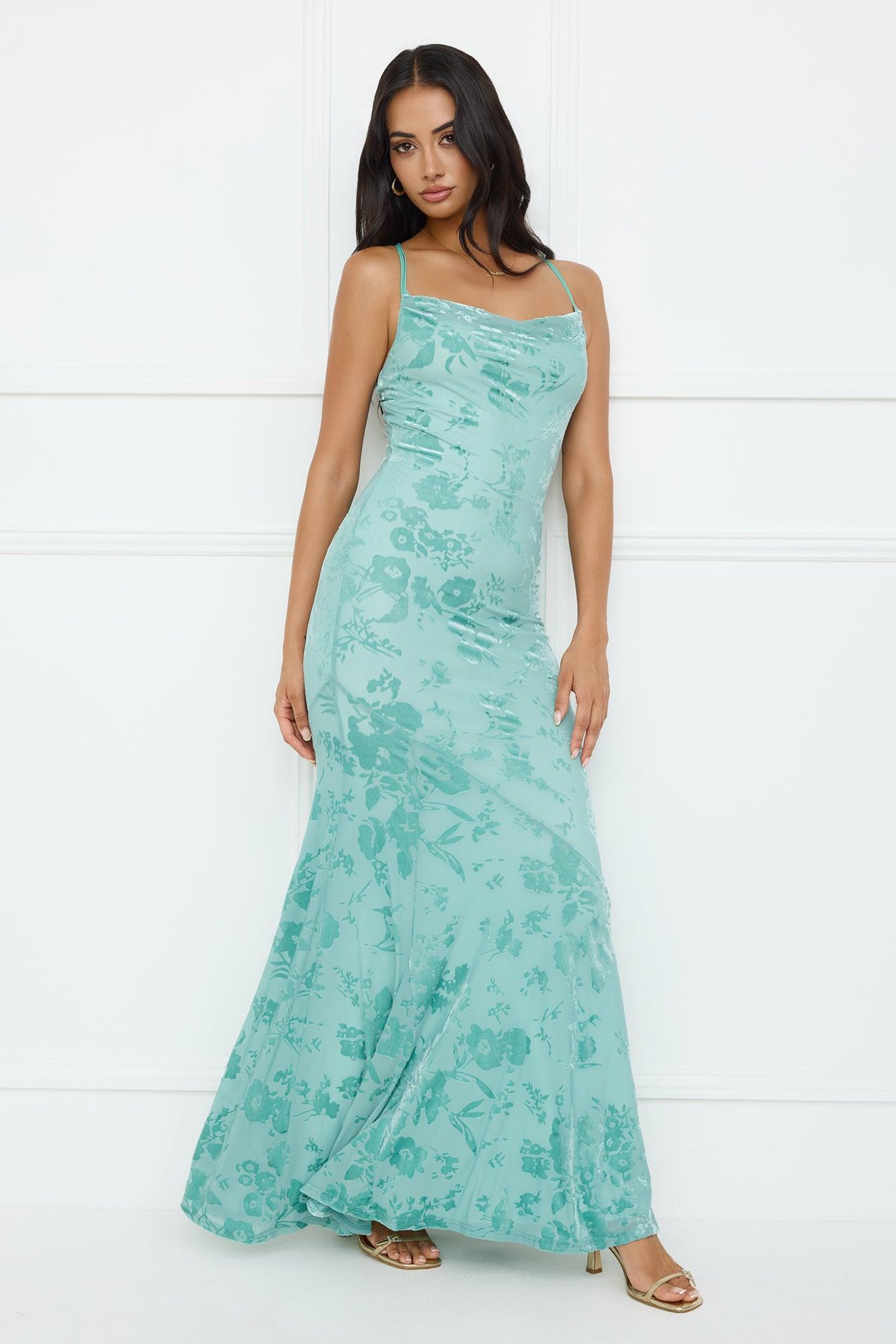 Nocturnal Luxe Maxi Dress Sage Product Image