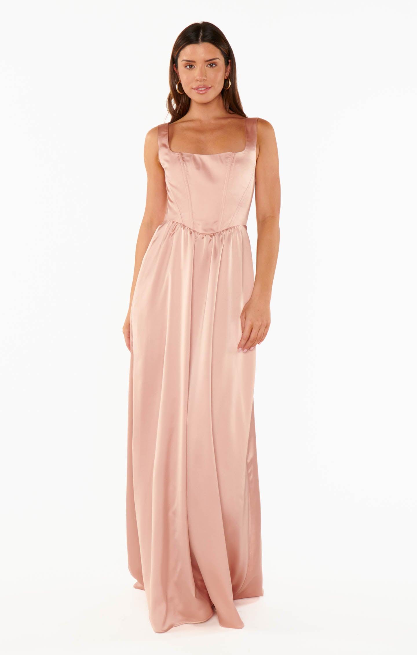 Nina Maxi Dress ~ Rose Gold Luxe Satin Product Image