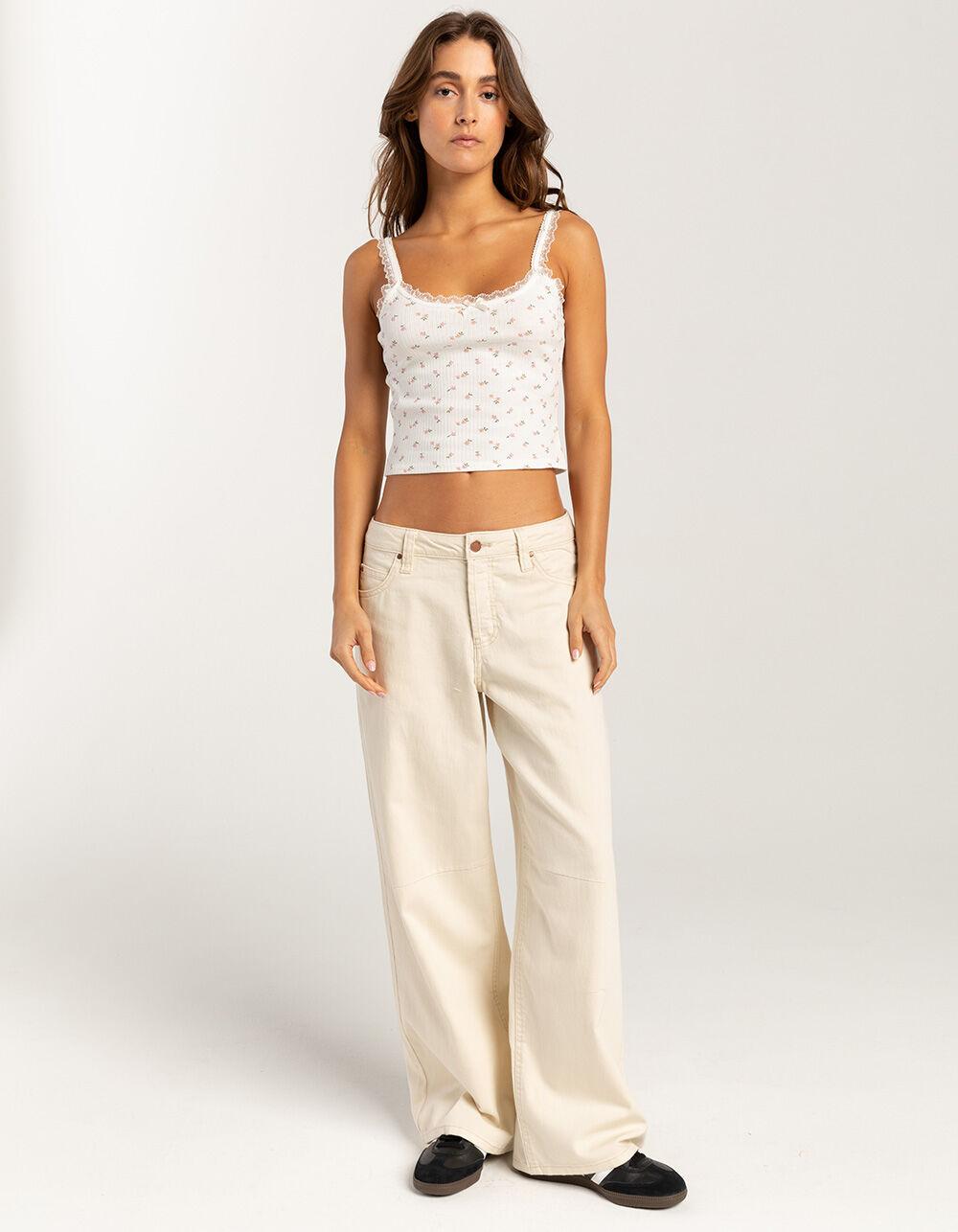 FULL TILT Floral Print Rib Womens Cami - PINK Product Image