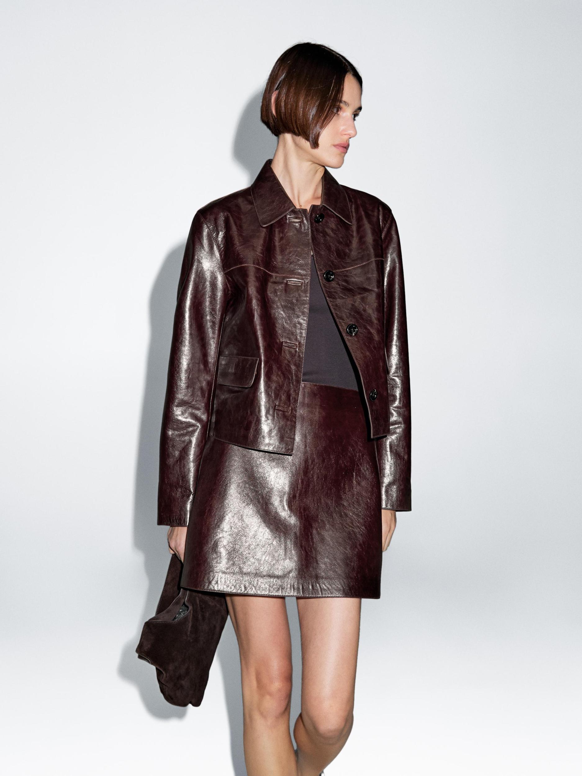 Short nappa leather skirt Product Image