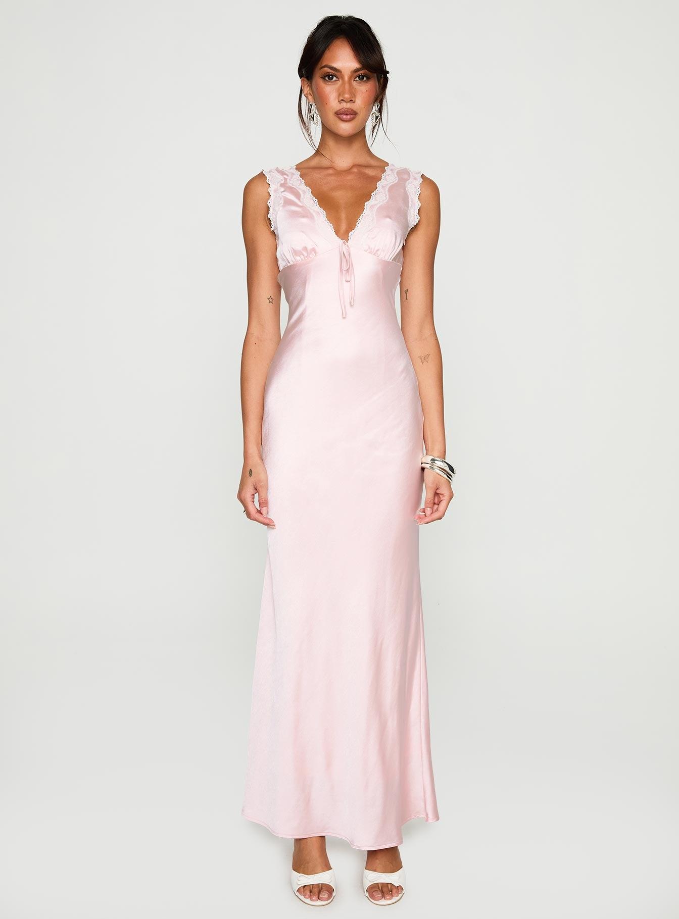 Liliya Lace Maxi Dress Pink Product Image